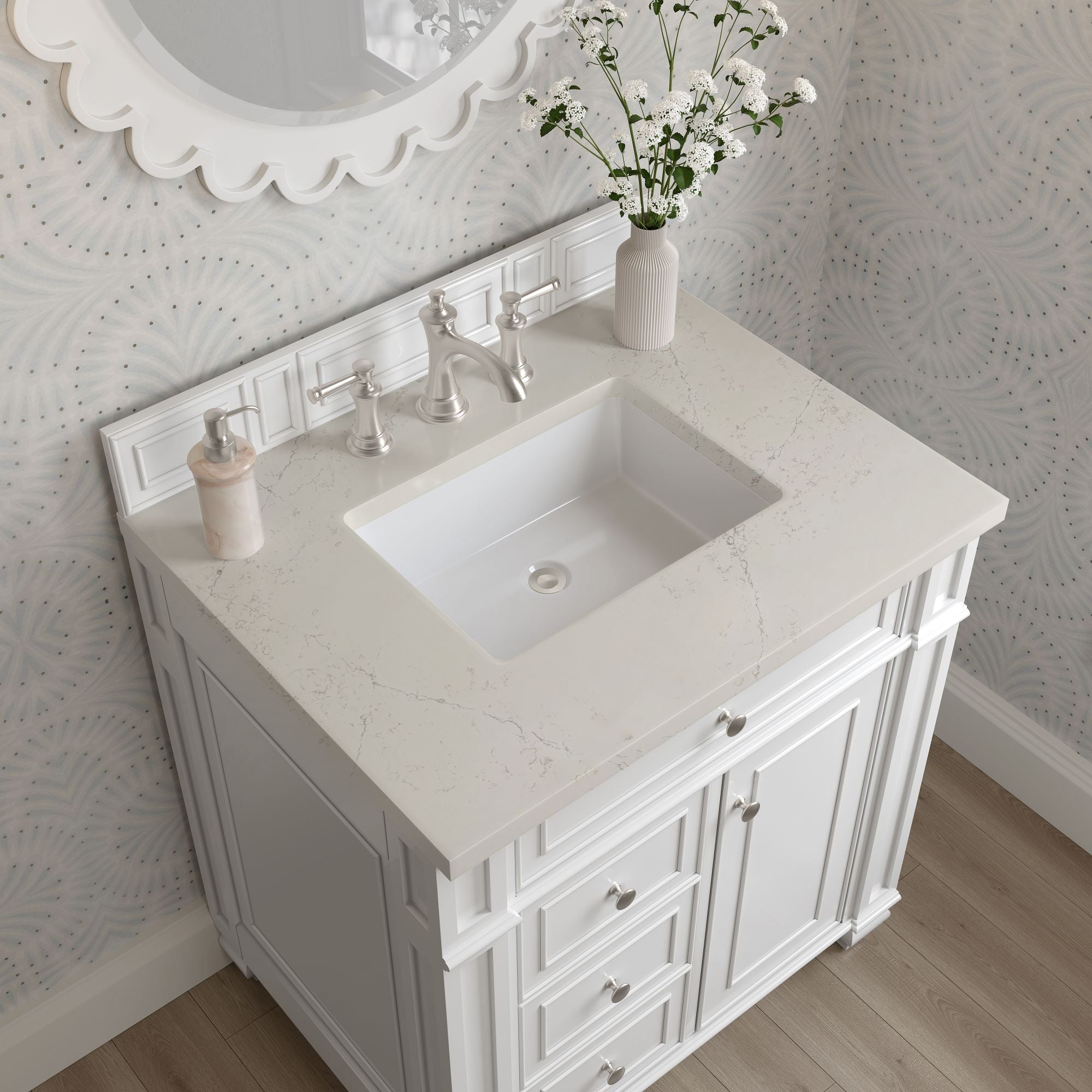 James Martin Bristol 30" Single Bathroom Vanity, Bright White by James Martin