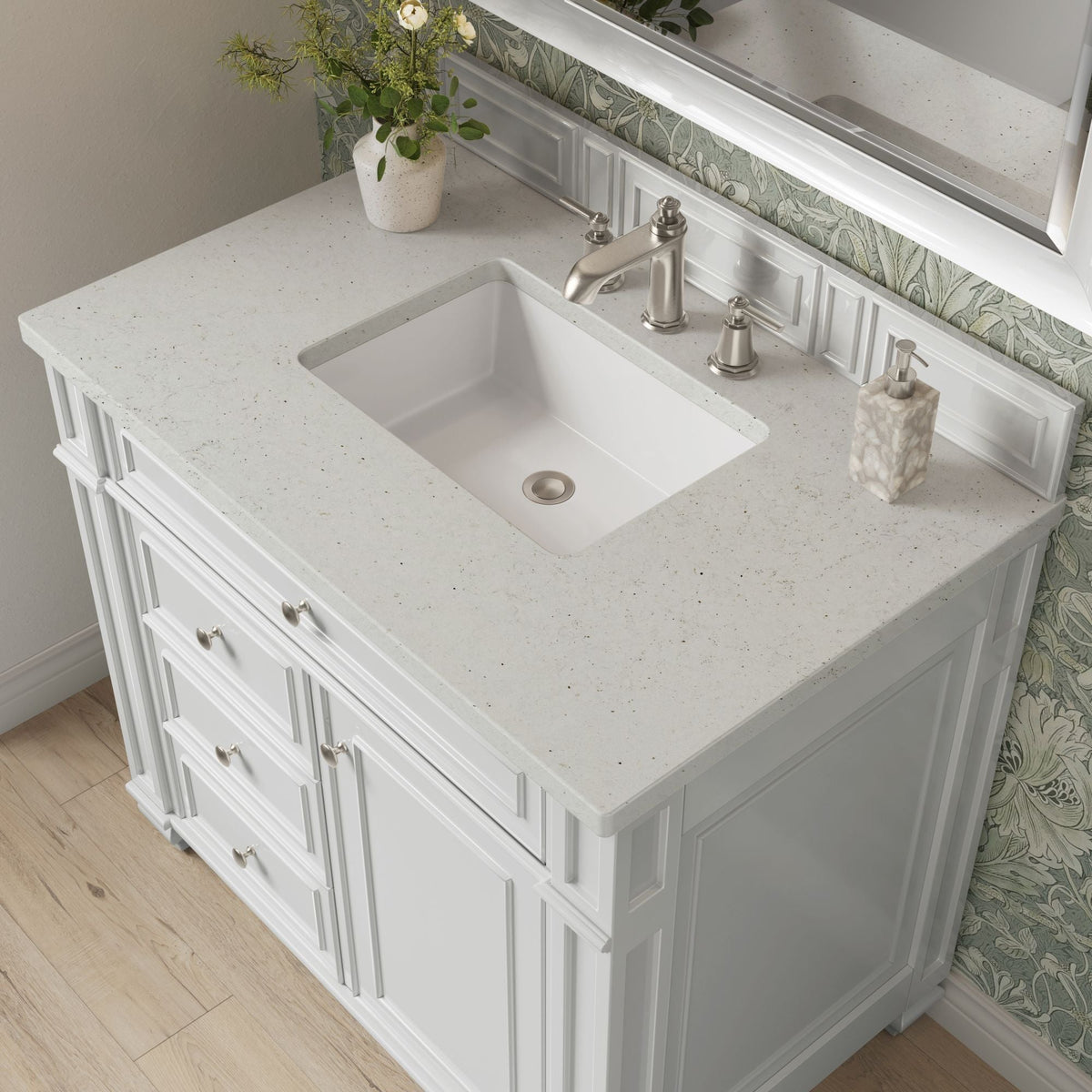James Martin Bristol 36" Single Bathroom Vanity, Bright White with Lime Delight countertop