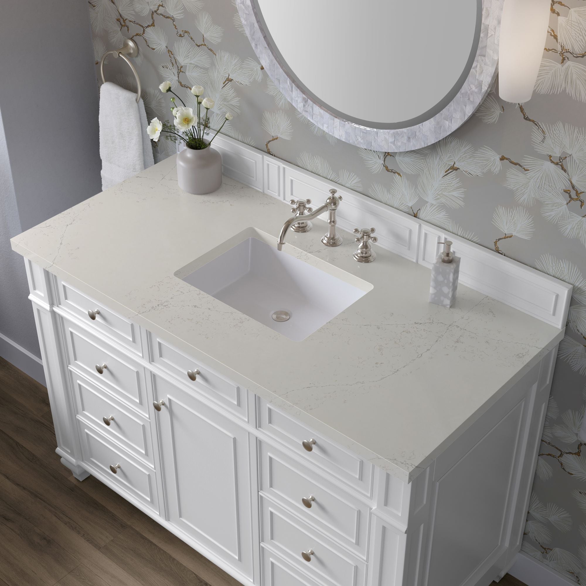 James Martin Bristol 48" Single Bathroom Vanity, Bright White with Siberian countertop