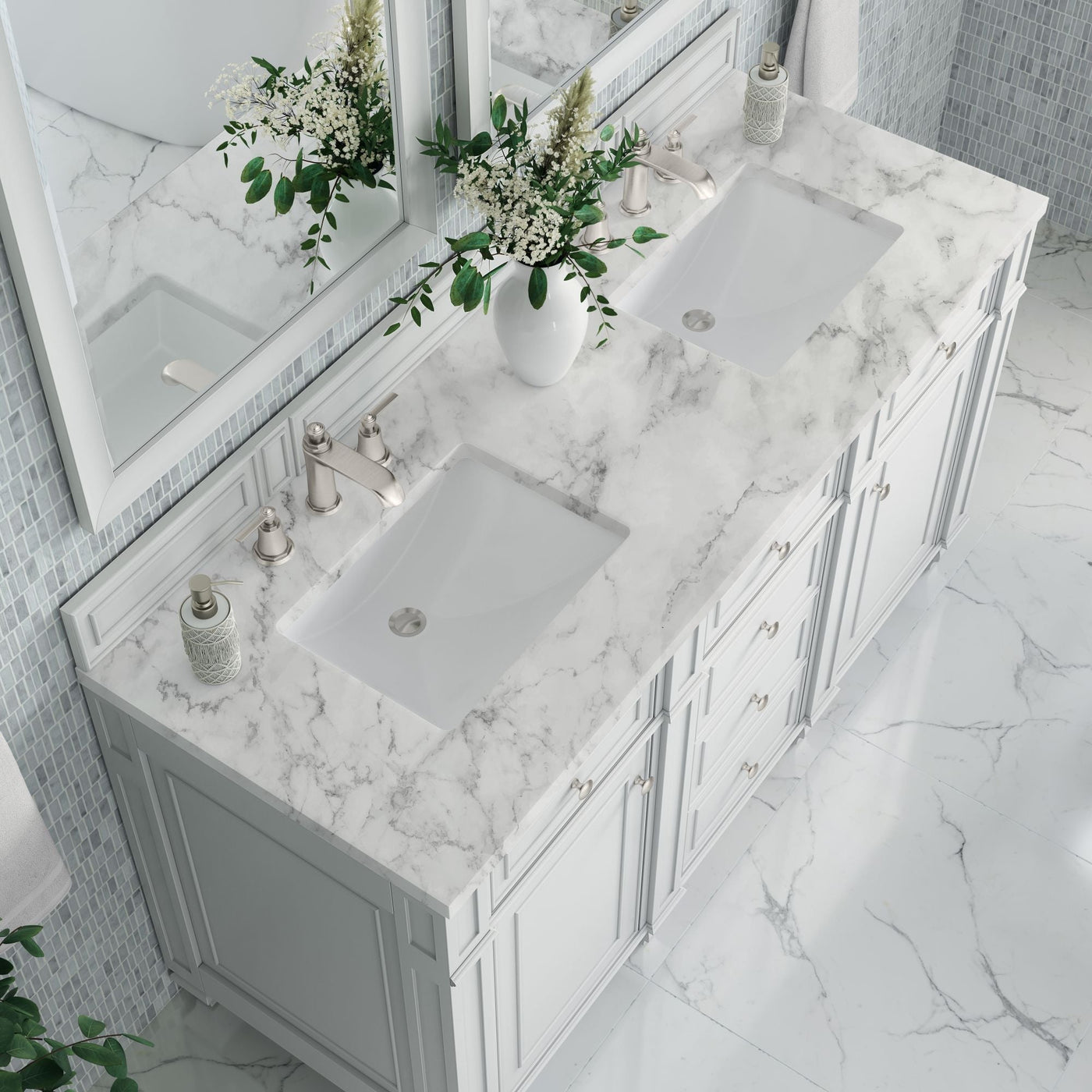 James Martin Bristol 60" Double Bathroom Vanity, Bright White by James Martin