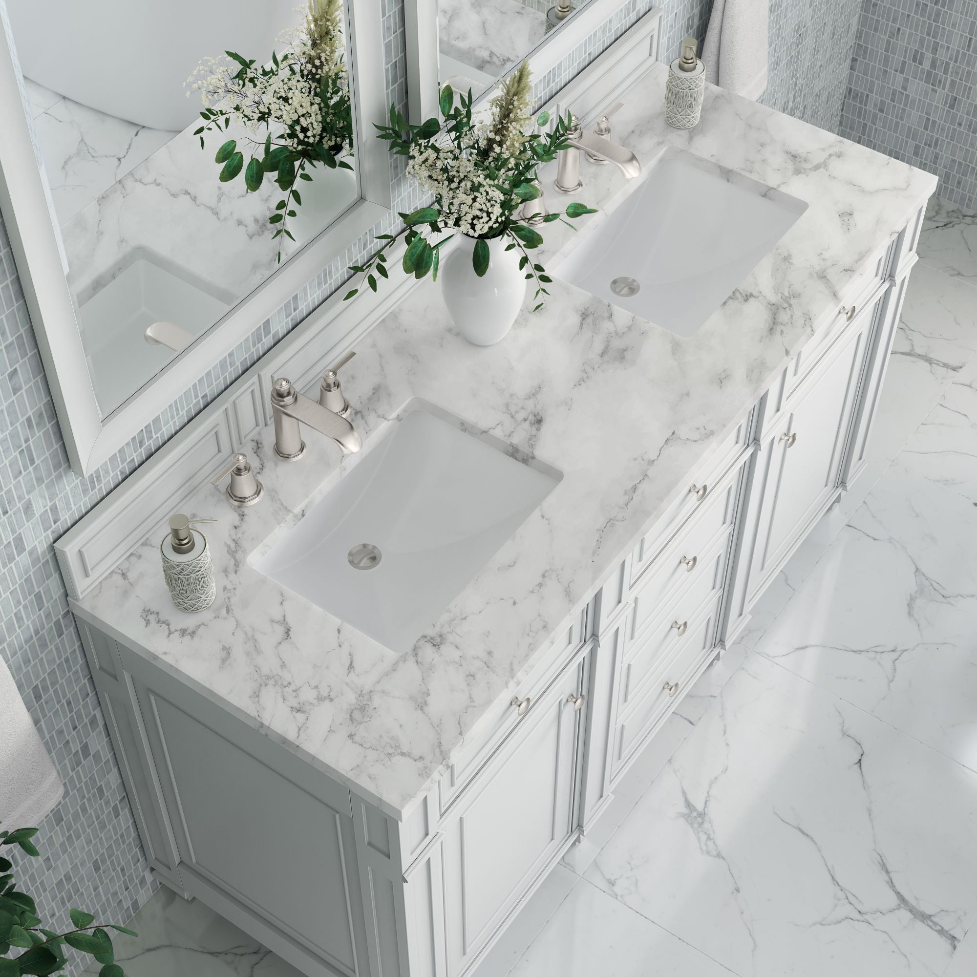 James Martin Bristol 60" Double Bathroom Vanity, Bright White by James Martin