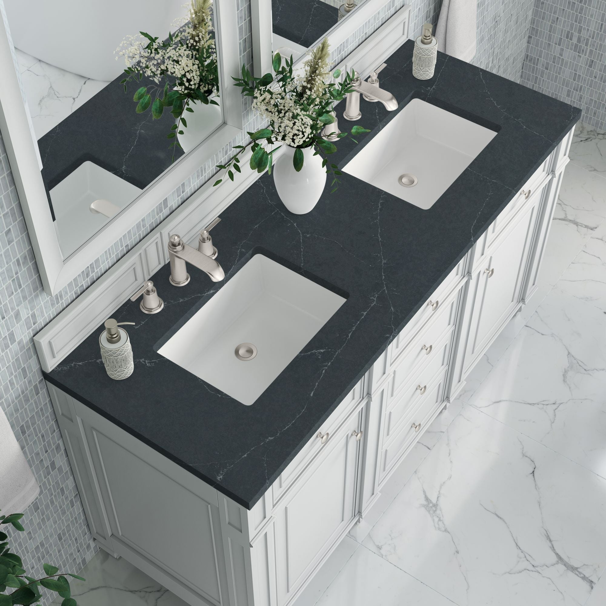 James Martin Bristol 60" Double Bathroom Vanity, Bright White by James Martin