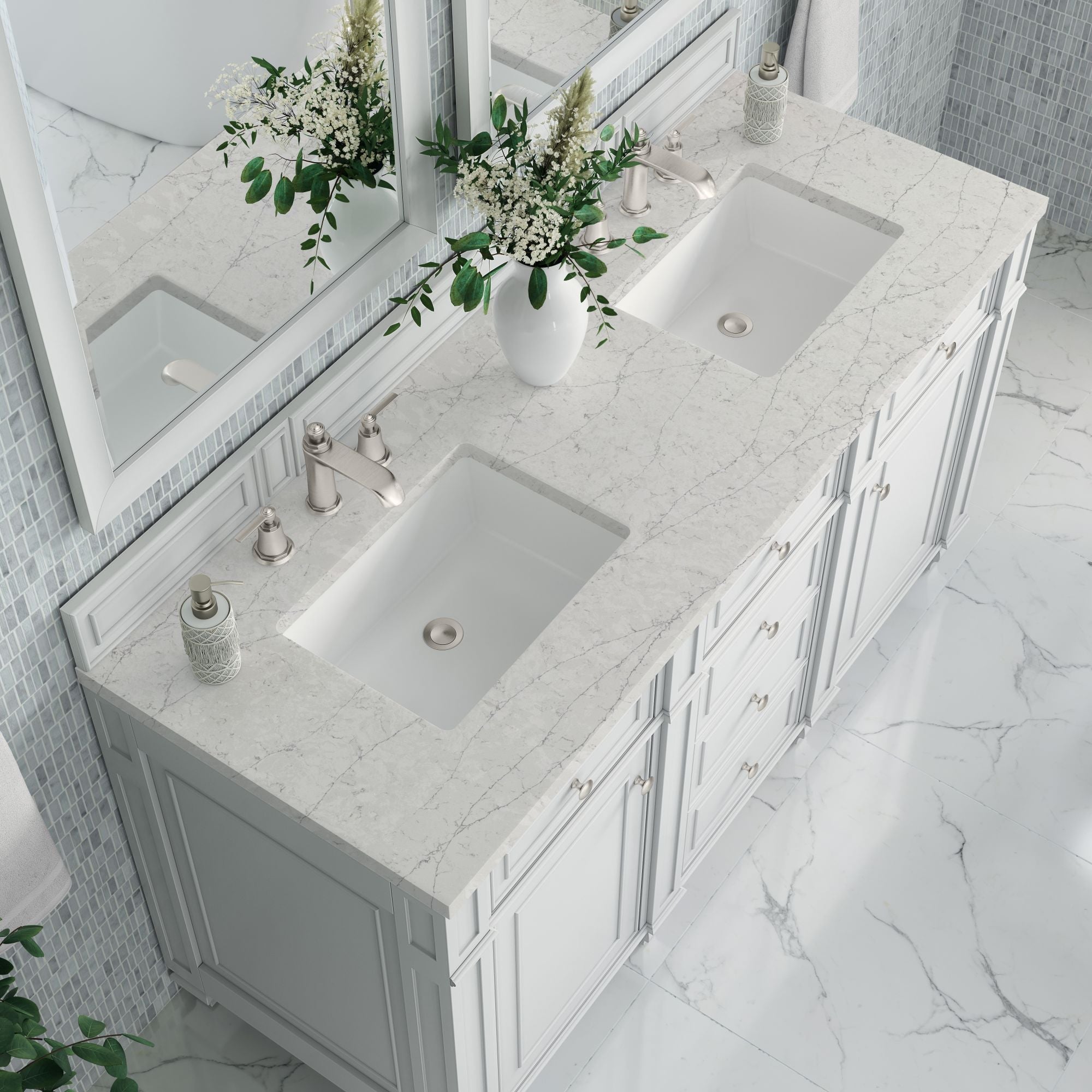 James Martin Bristol 60" Double Bathroom Vanity, Bright White by James Martin