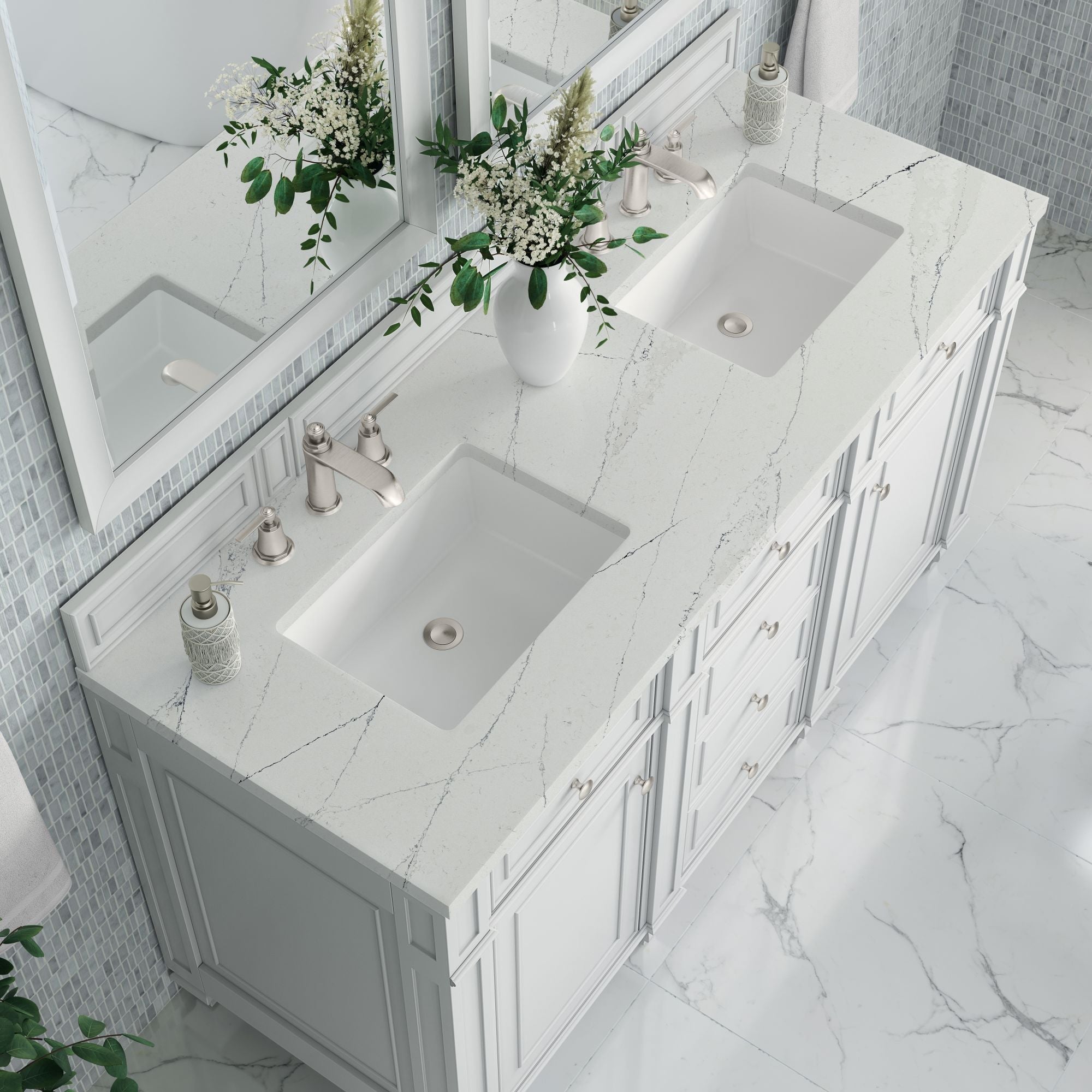 James Martin Bristol 60" Double Bathroom Vanity, Bright White by James Martin