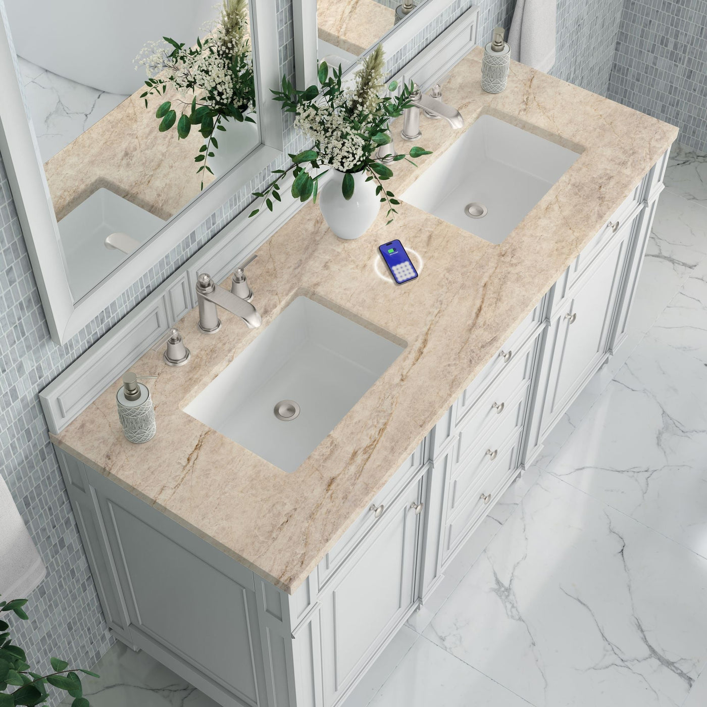 James Martin Bristol 60" Double Bathroom Vanity, Bright White by James Martin