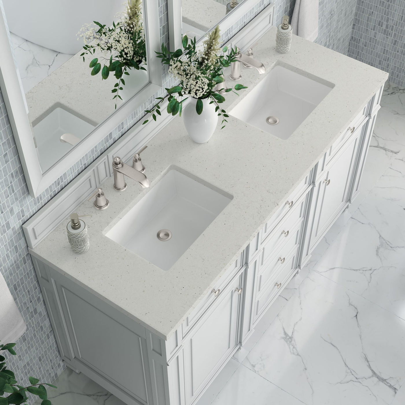 James Martin Bristol 60" Double Bathroom Vanity, Bright White by James Martin