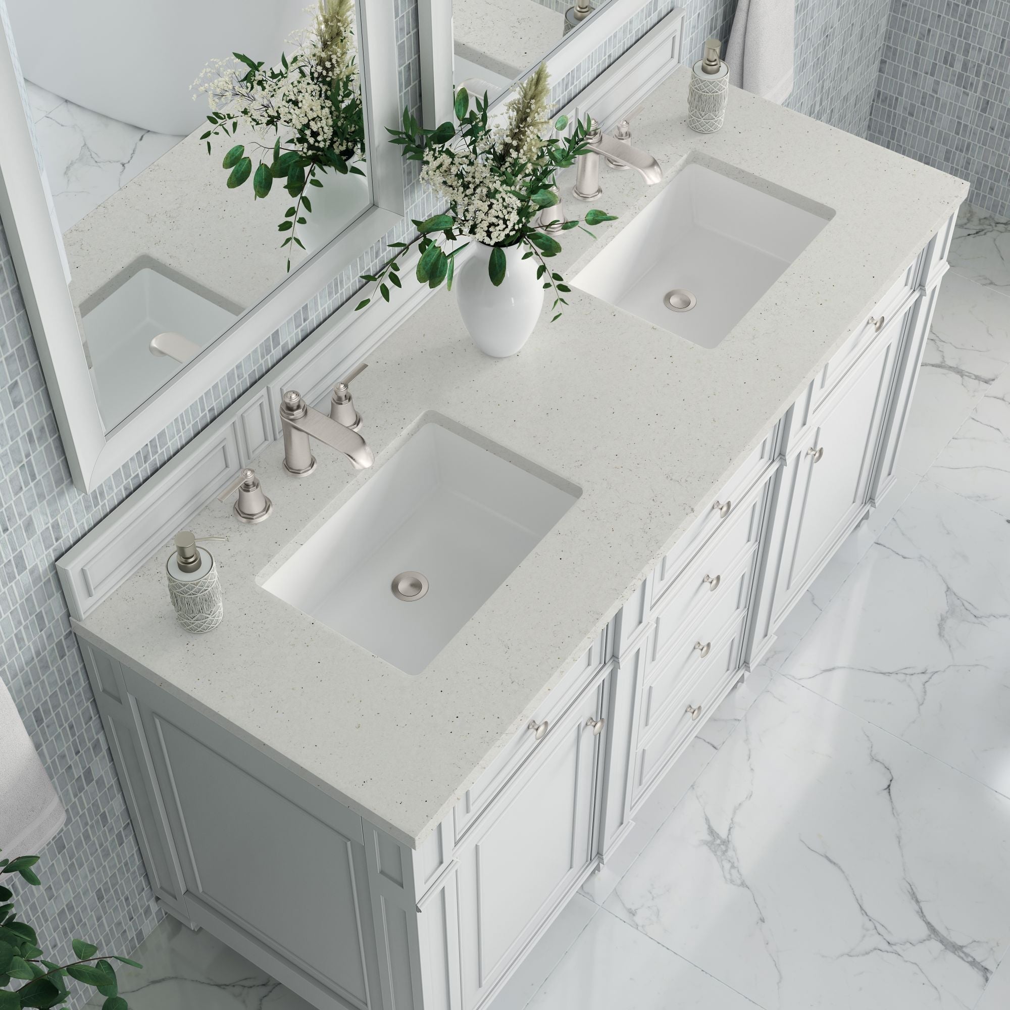 James Martin Bristol 60" Double Bathroom Vanity, Bright White by James Martin