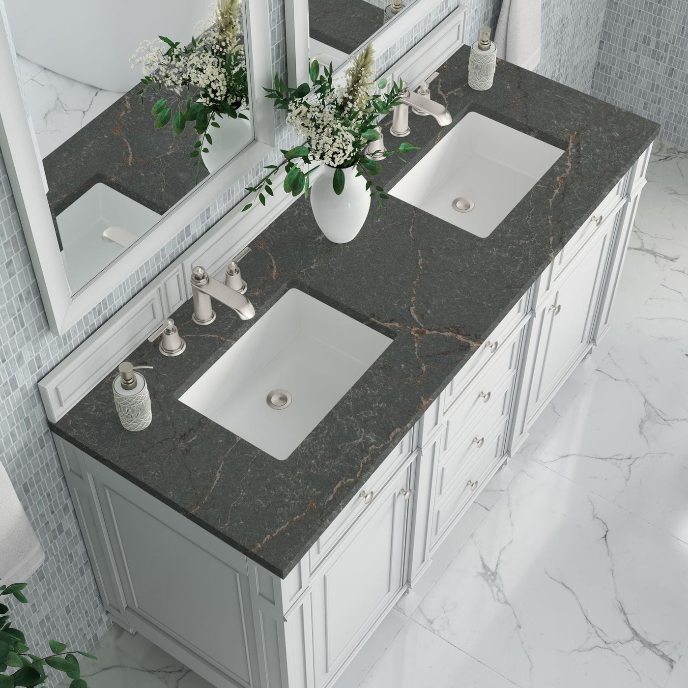 James Martin Bristol 60" Double Bathroom Vanity, Bright White by James Martin