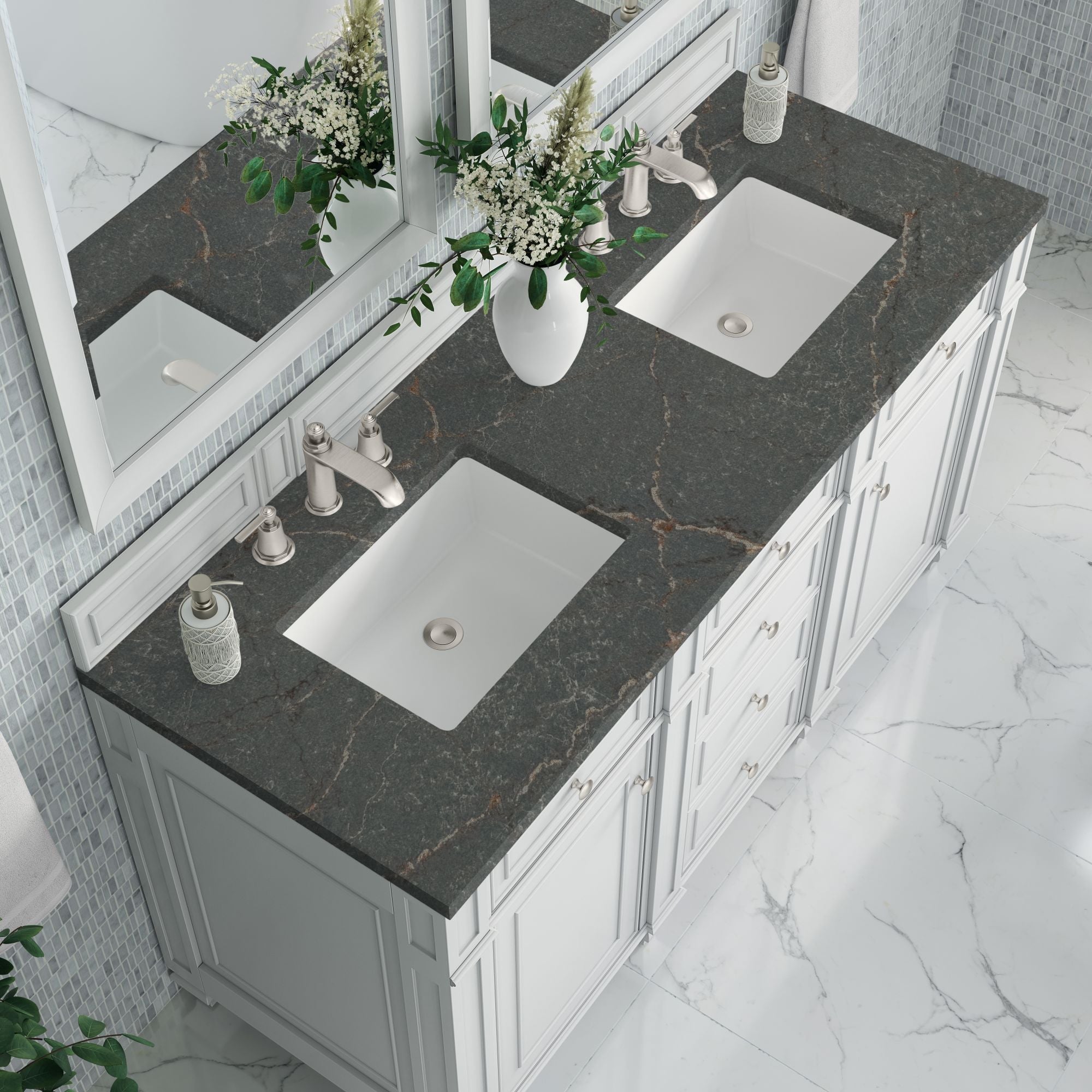 James Martin Bristol 60" Double Bathroom Vanity, Bright White by James Martin