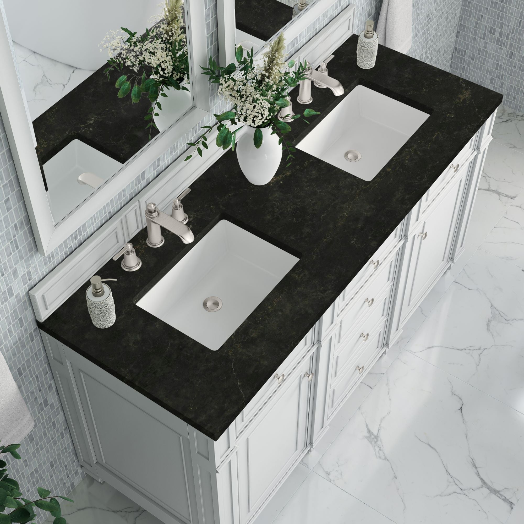 James Martin Bristol 60" Double Bathroom Vanity, Bright White by James Martin
