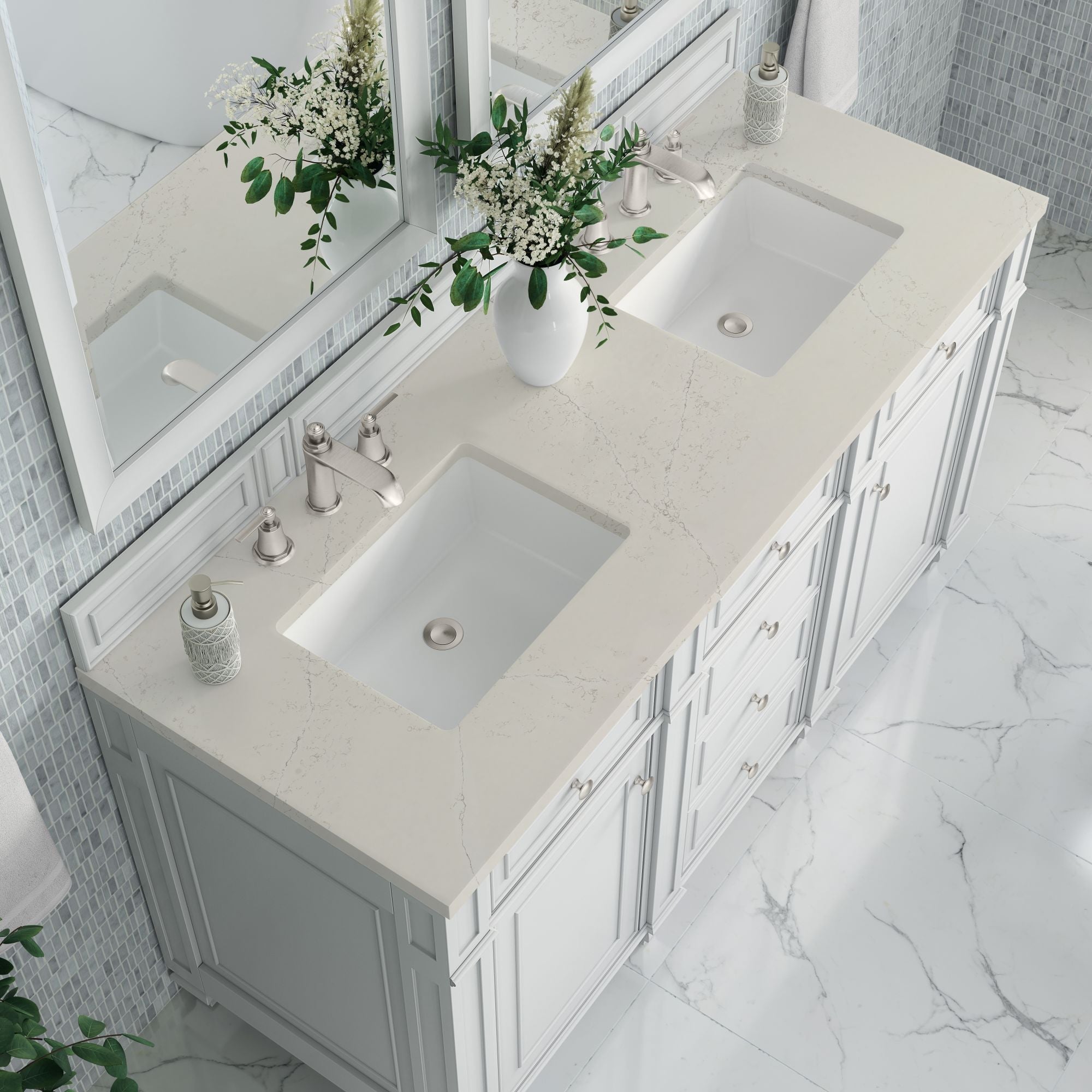 James Martin Bristol 60" Double Bathroom Vanity, Bright White by James Martin