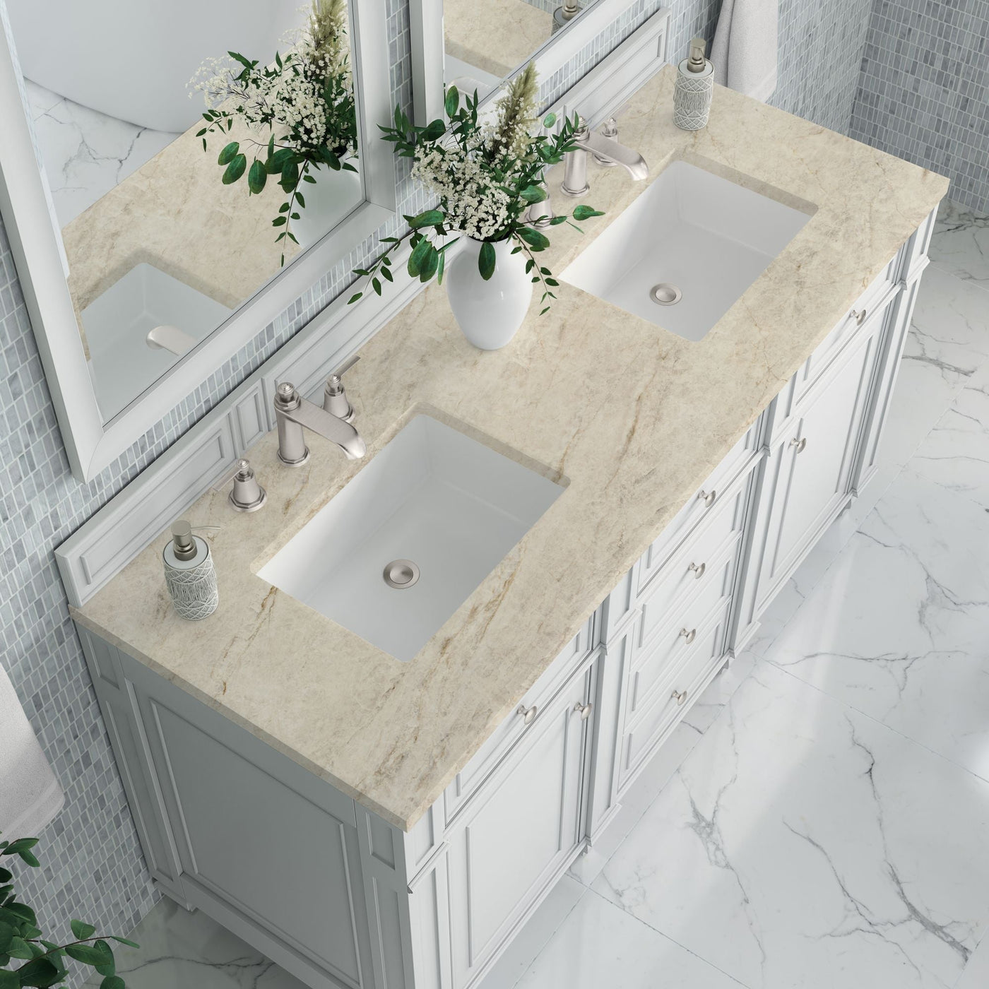 James Martin Bristol 60" Double Bathroom Vanity, Bright White by James Martin