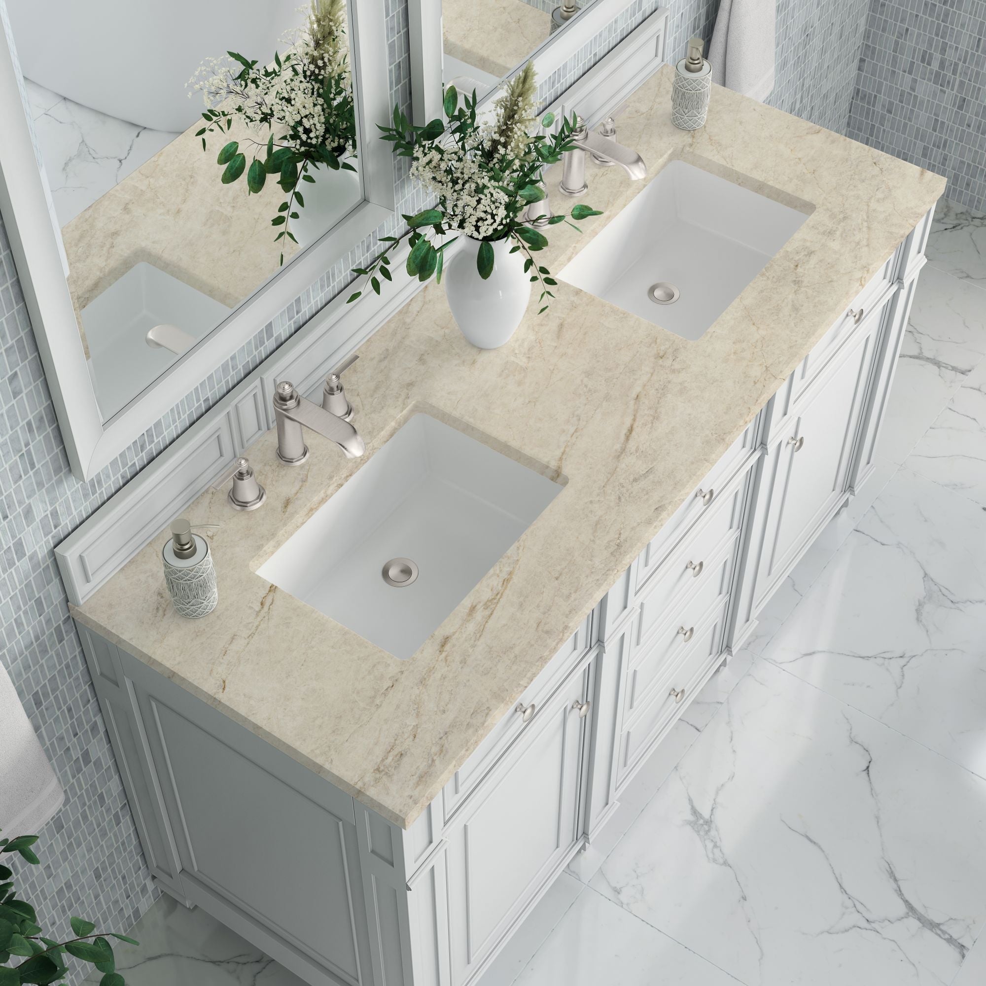 James Martin Bristol 60" Double Bathroom Vanity, Bright White by James Martin
