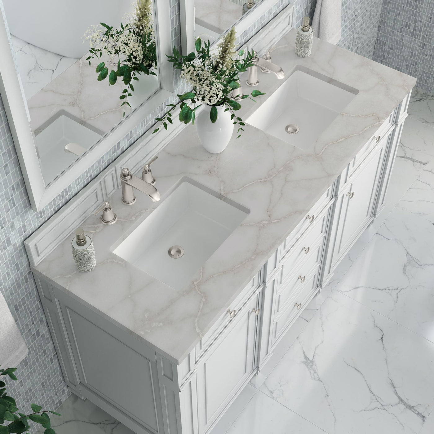 James Martin Bristol 60" Double Bathroom Vanity, Bright White by James Martin