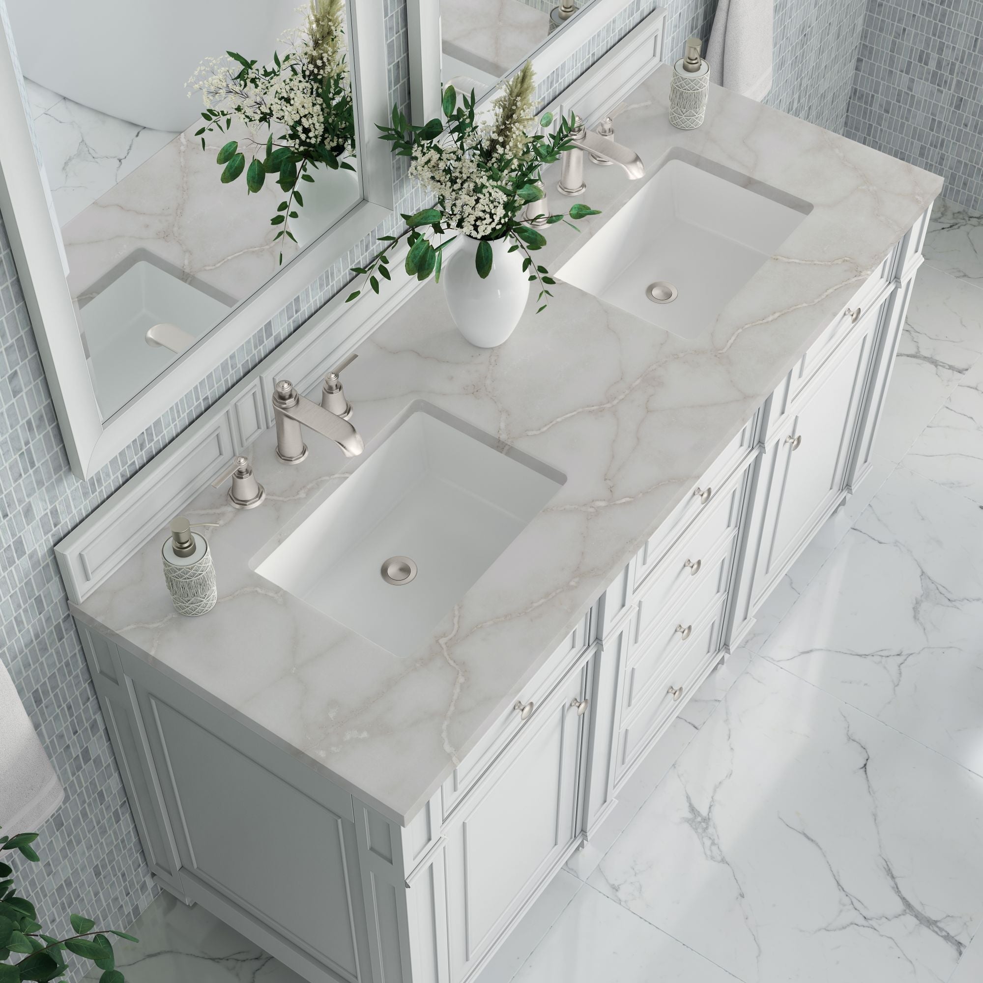 James Martin Bristol 60" Double Bathroom Vanity, Bright White by James Martin