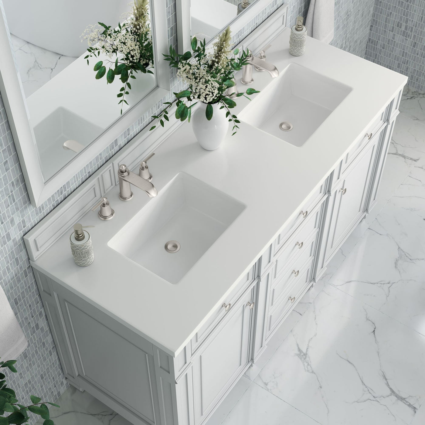James Martin Bristol 60" Double Bathroom Vanity, Bright White by James Martin