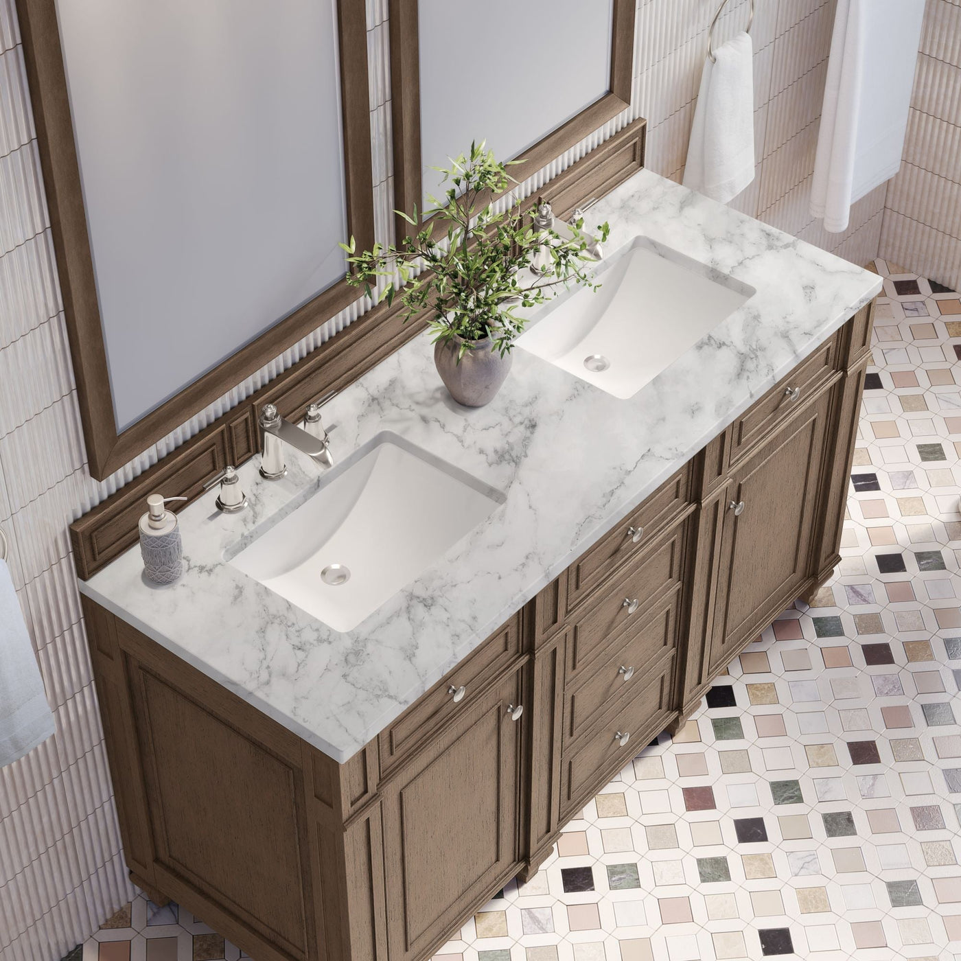James Martin Bristol 60" Double Bathroom Vanity, Whitewashed Walnut by James Martin