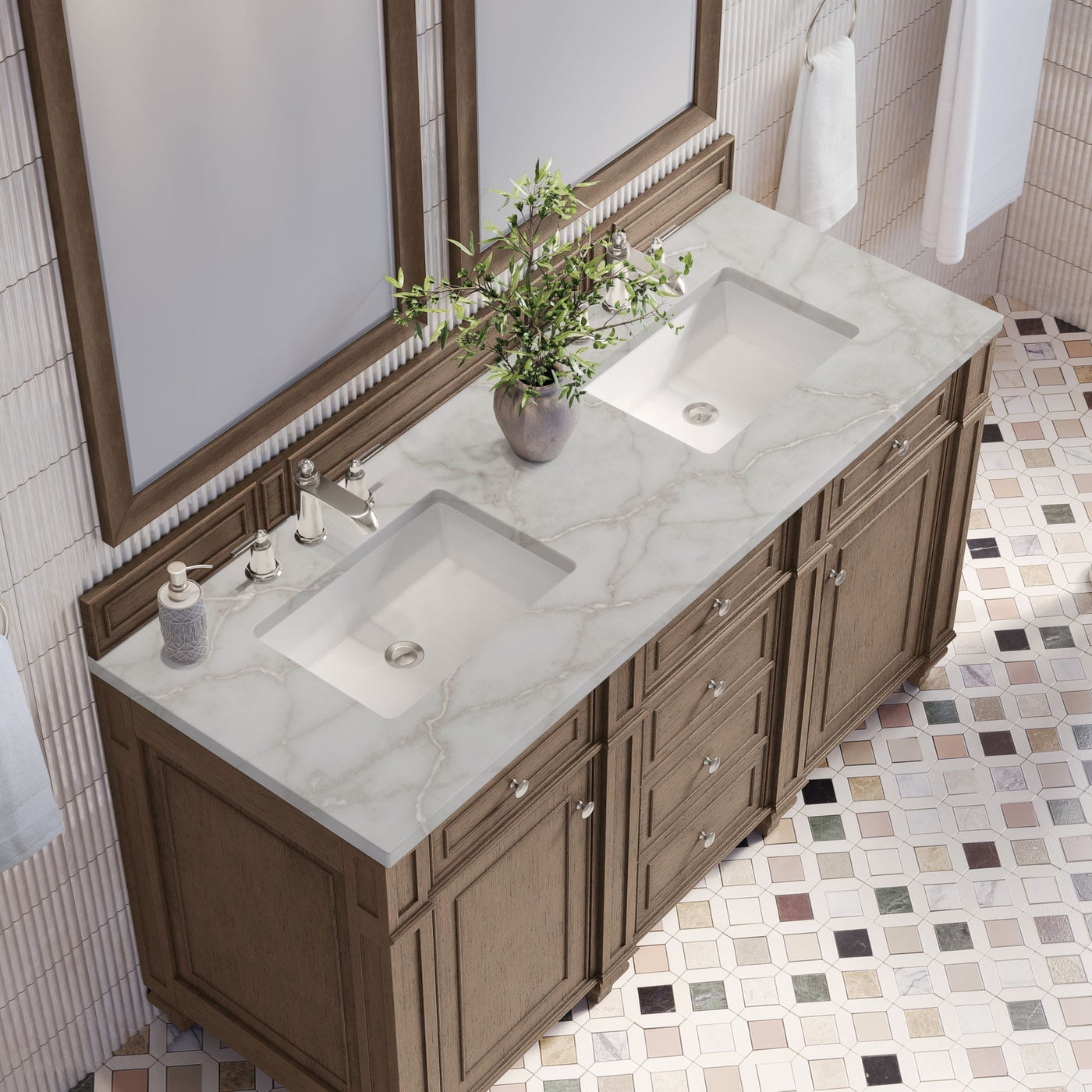 James Martin Bristol 60" Double Bathroom Vanity, Whitewashed Walnut by James Martin
