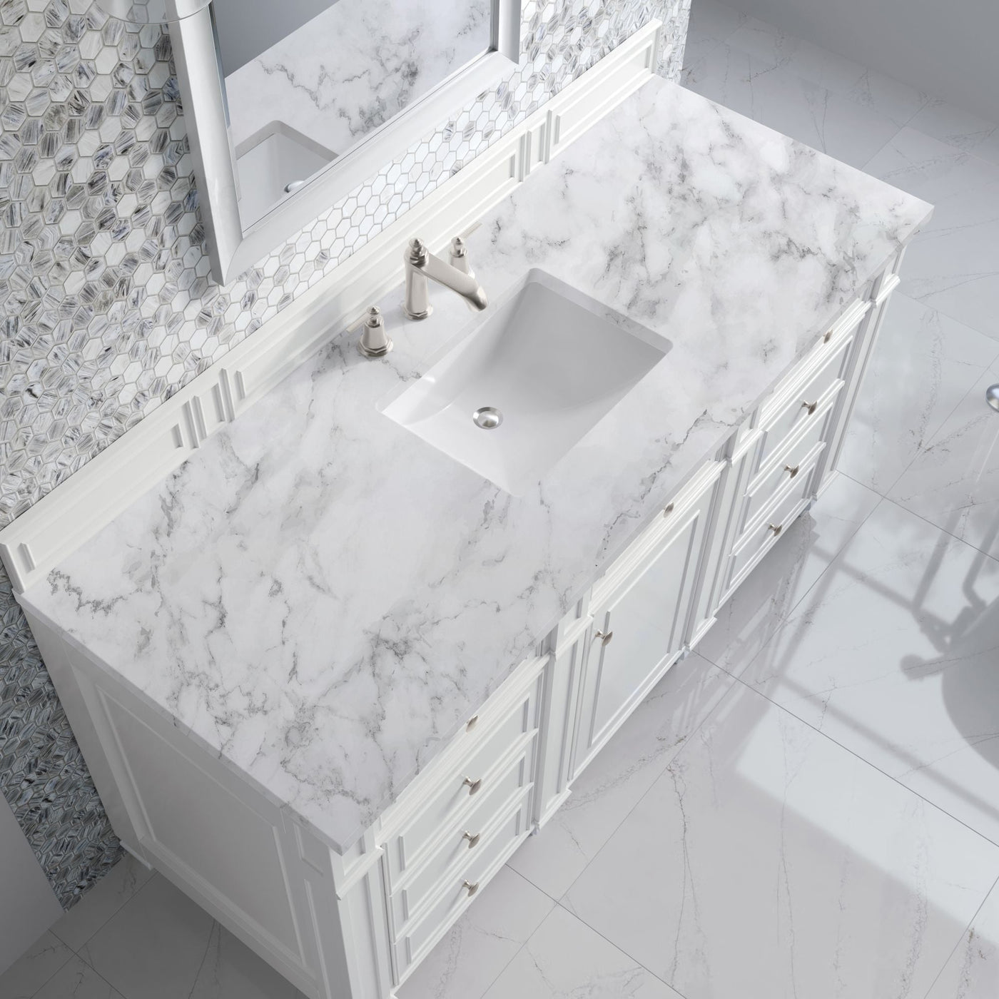 James Martin Bristol 60" Single Bathroom Vanity, Bright White by James Martin