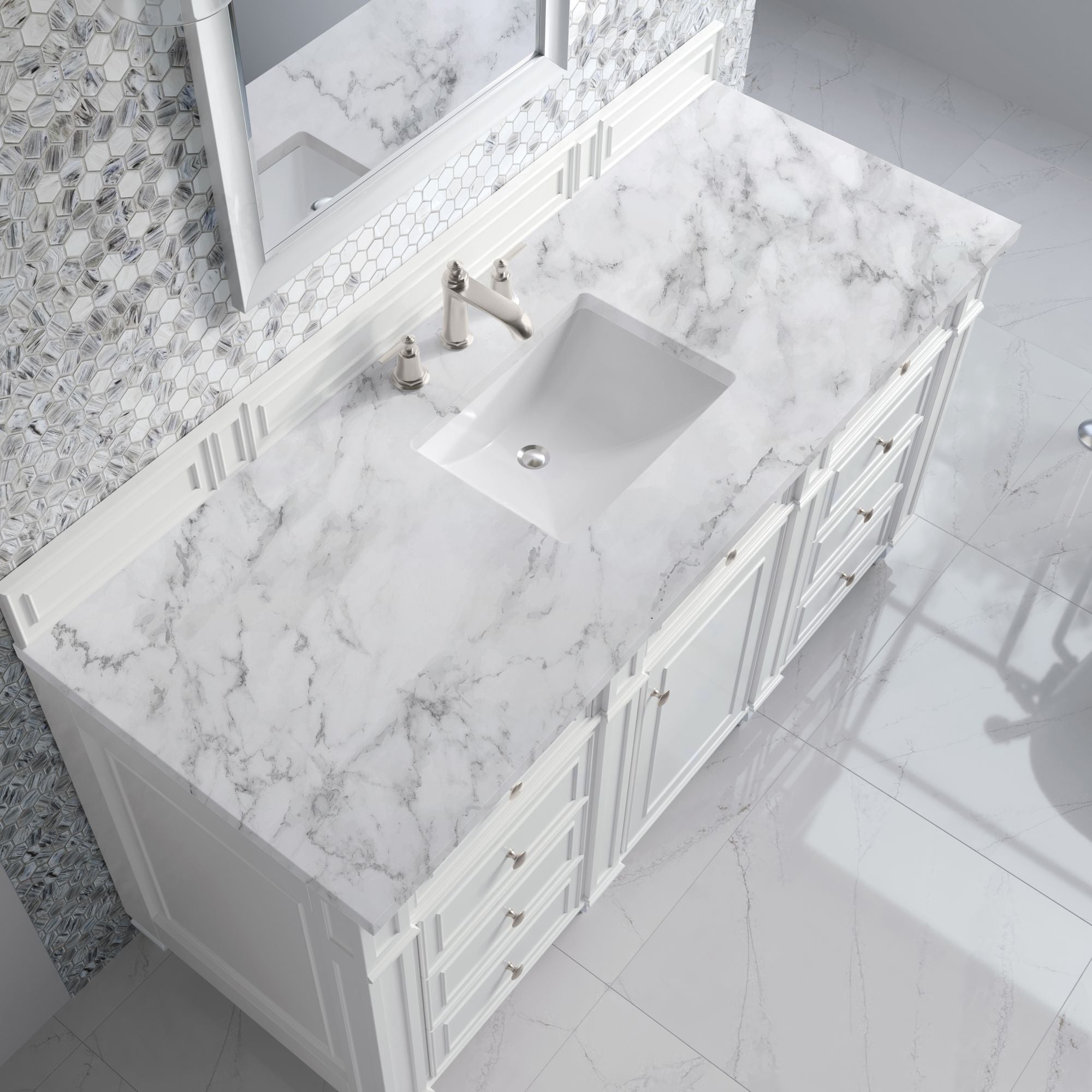 James Martin Bristol 60" Single Bathroom Vanity, Bright White by James Martin