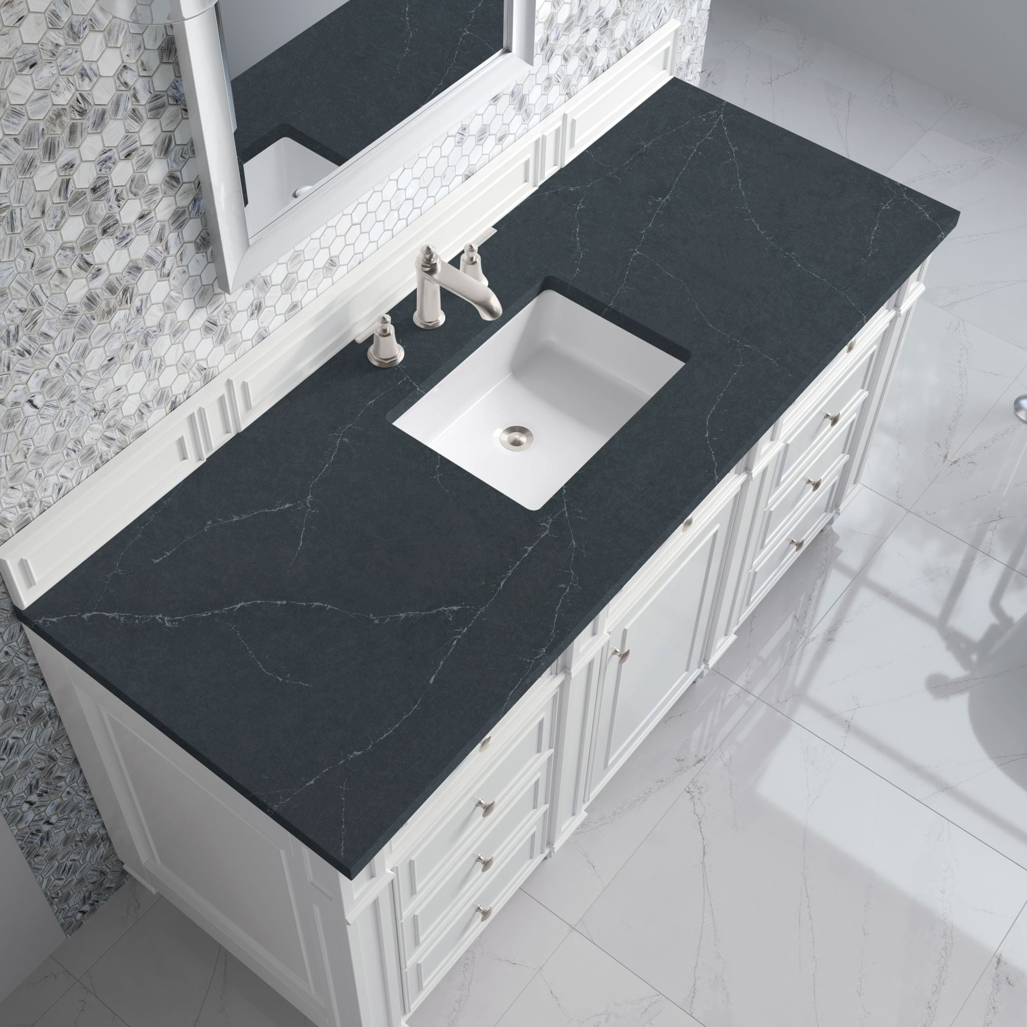 James Martin Bristol 60" Single Bathroom Vanity, Bright White by James Martin