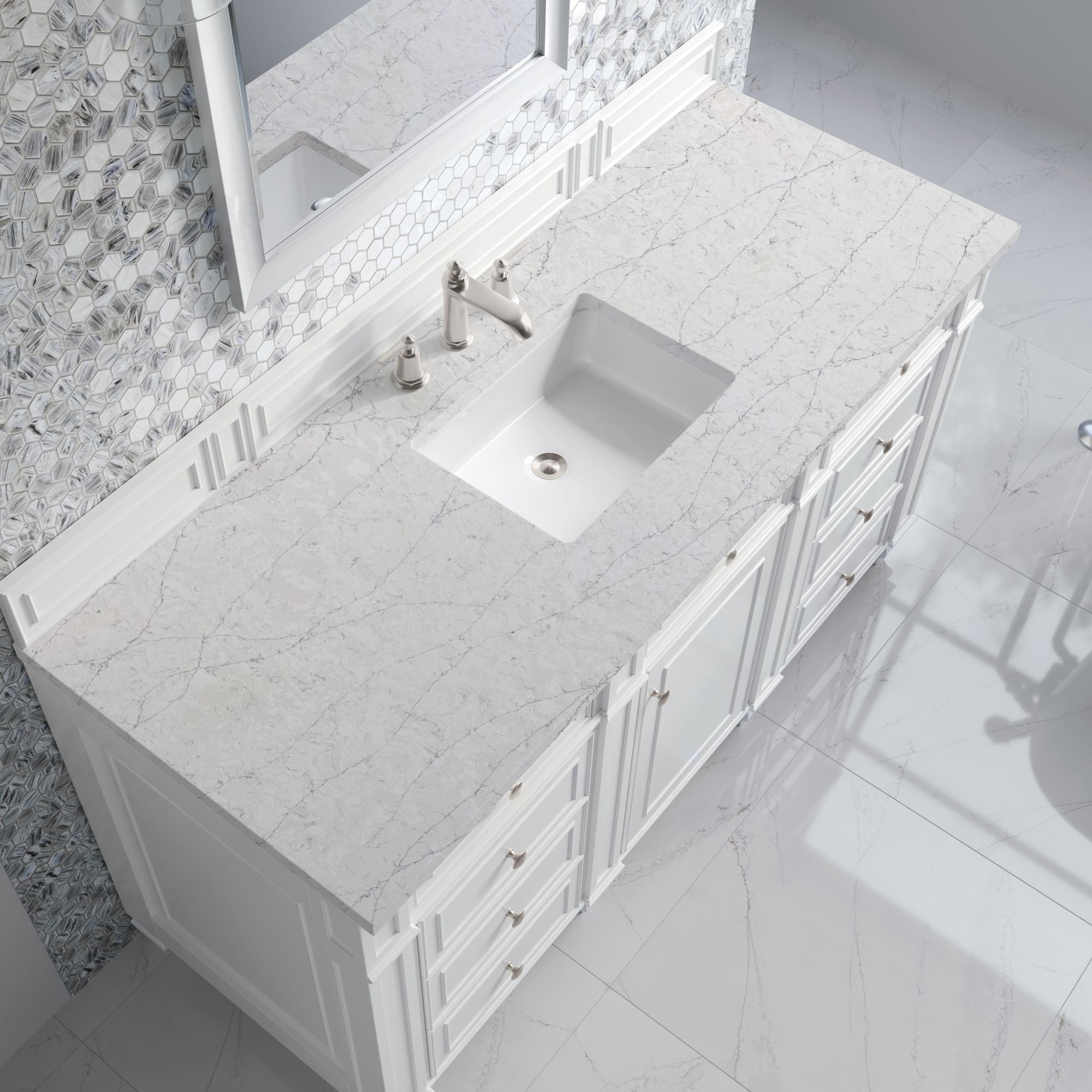 James Martin Bristol 60" Single Bathroom Vanity, Bright White by James Martin