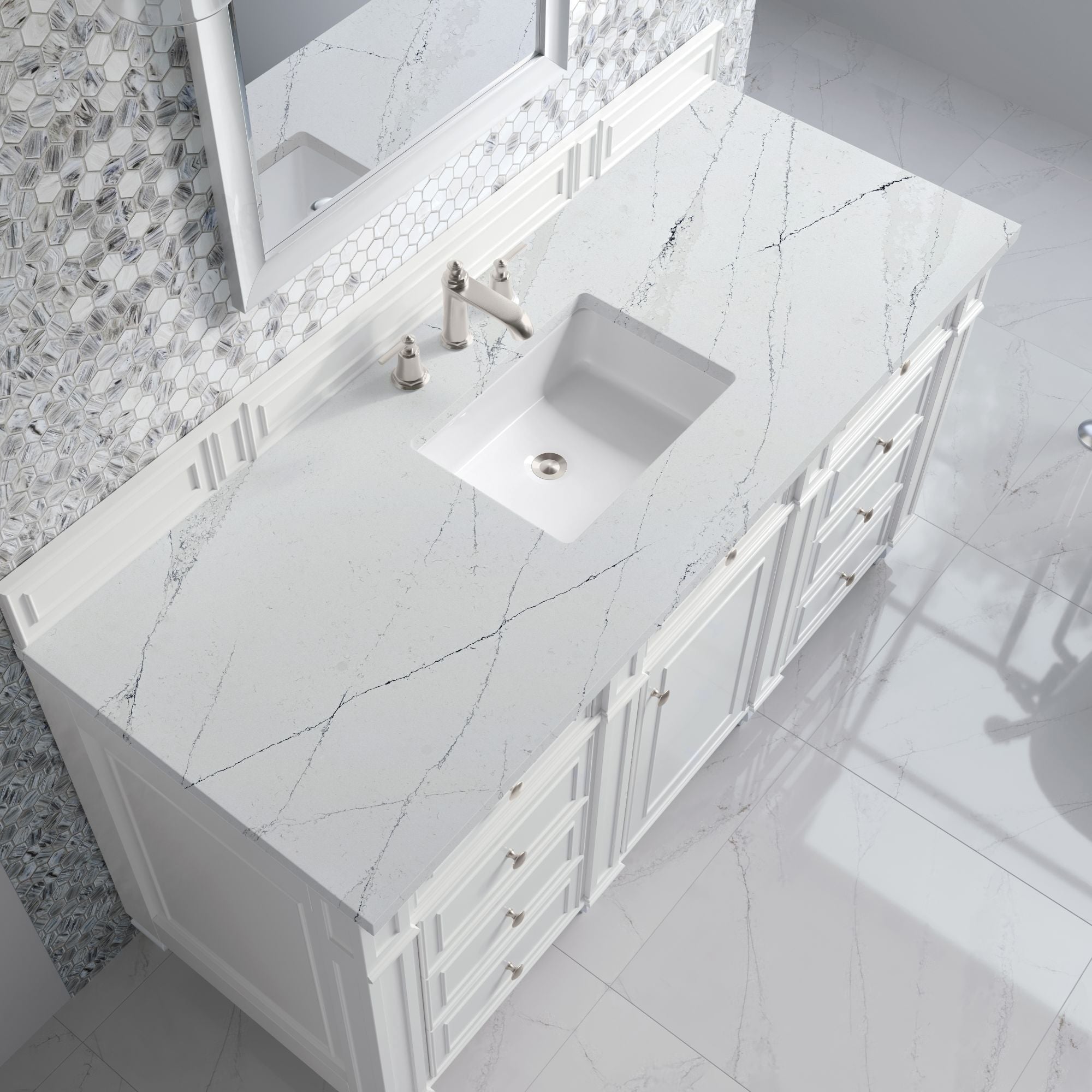 James Martin Bristol 60" Single Bathroom Vanity, Bright White by James Martin