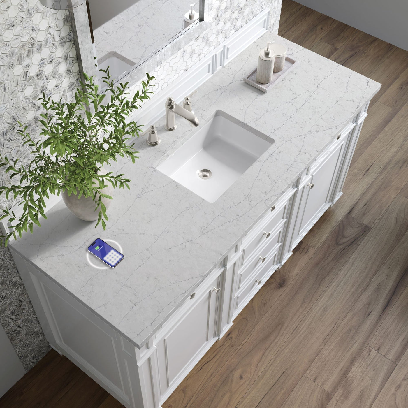 James Martin Bristol 60" Single Bathroom Vanity, Bright White by James Martin