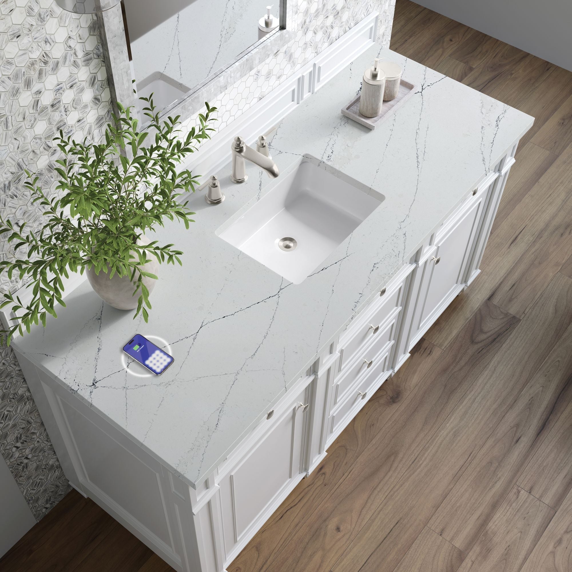 James Martin Bristol 60" Single Bathroom Vanity, Bright White by James Martin