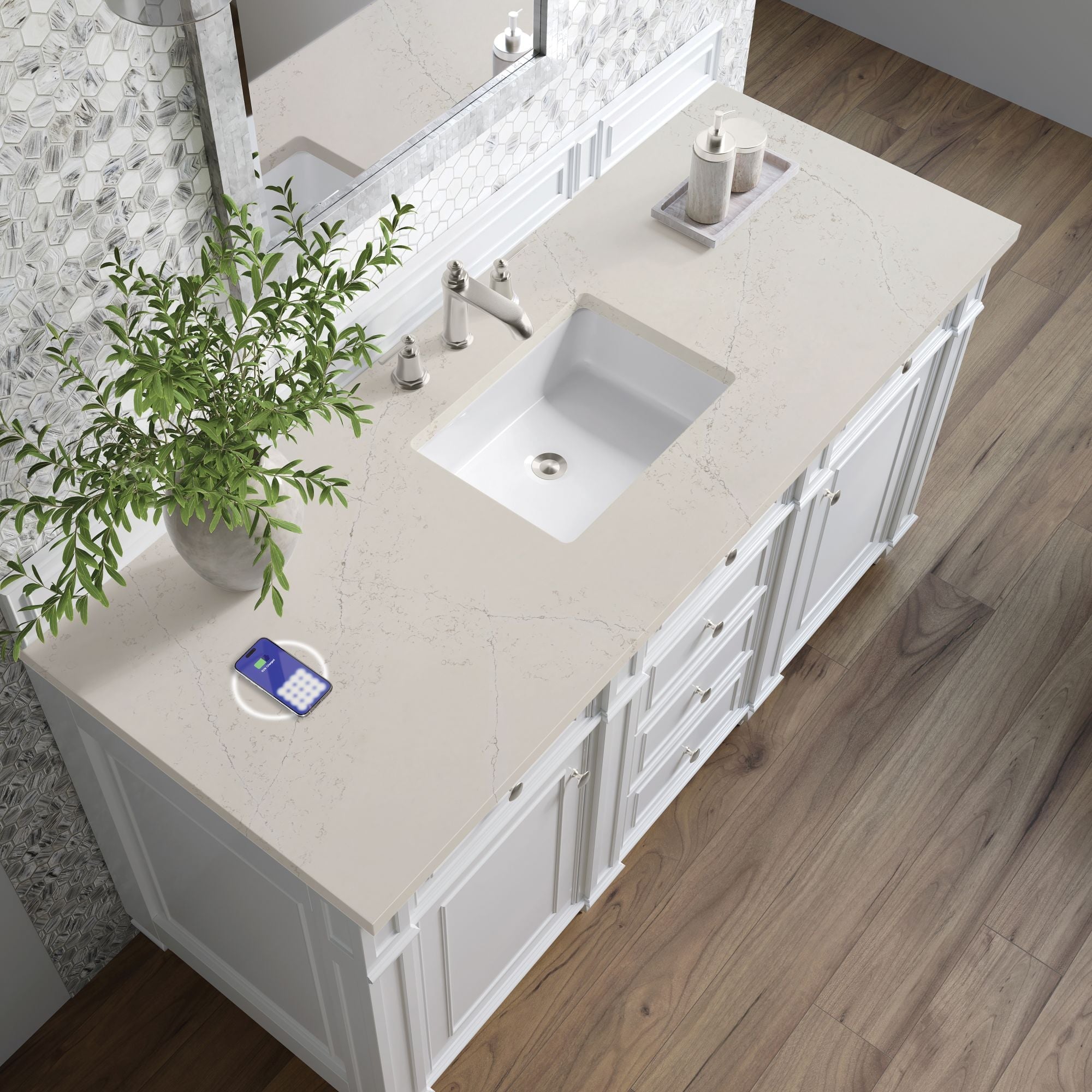 James Martin Bristol 60" Single Bathroom Vanity, Bright White by James Martin