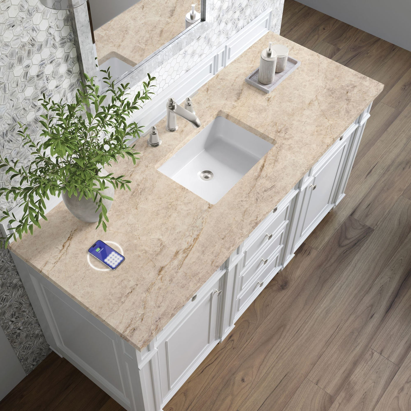 James Martin Bristol 60" Single Bathroom Vanity, Bright White by James Martin