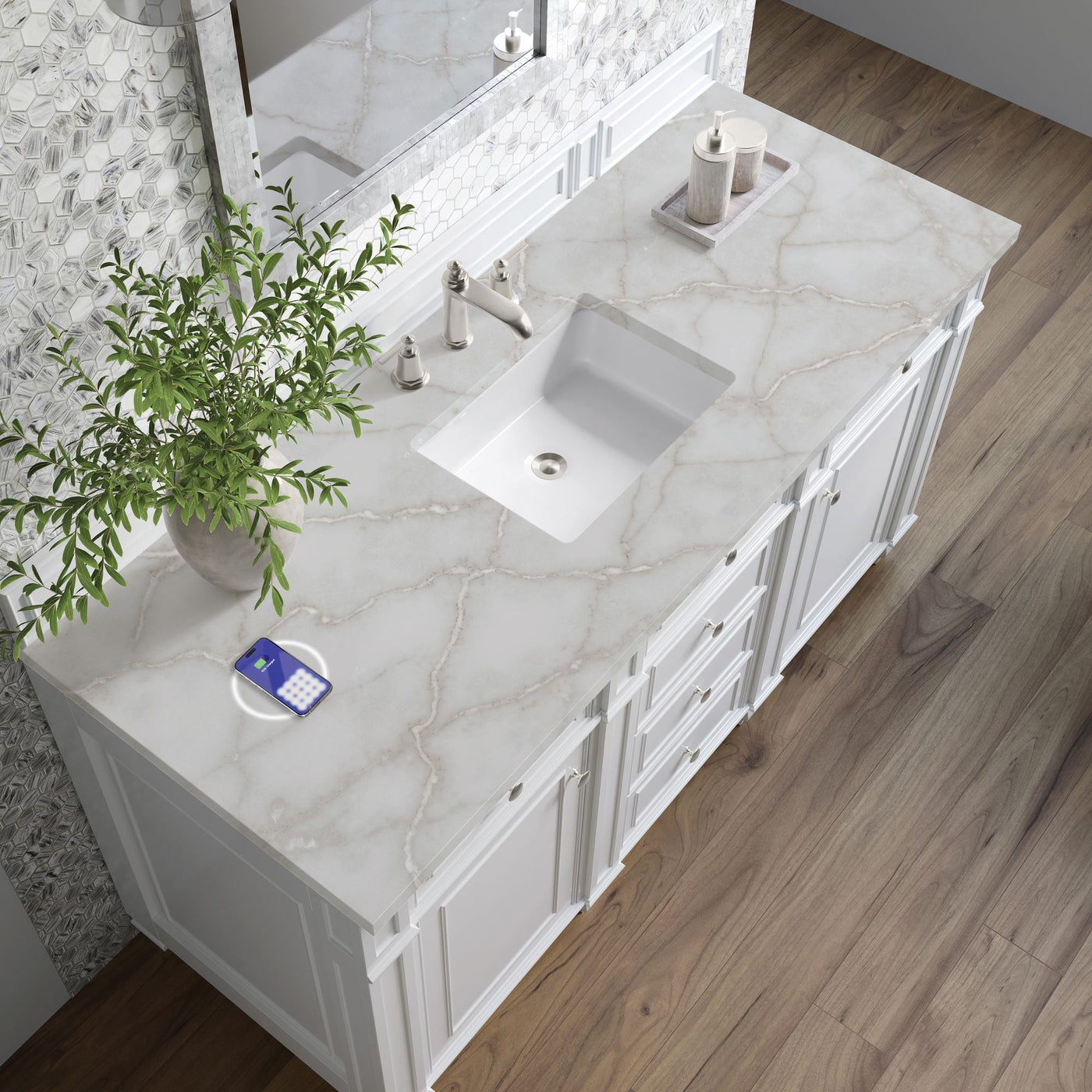 James Martin Bristol 60" Single Bathroom Vanity, Bright White by James Martin