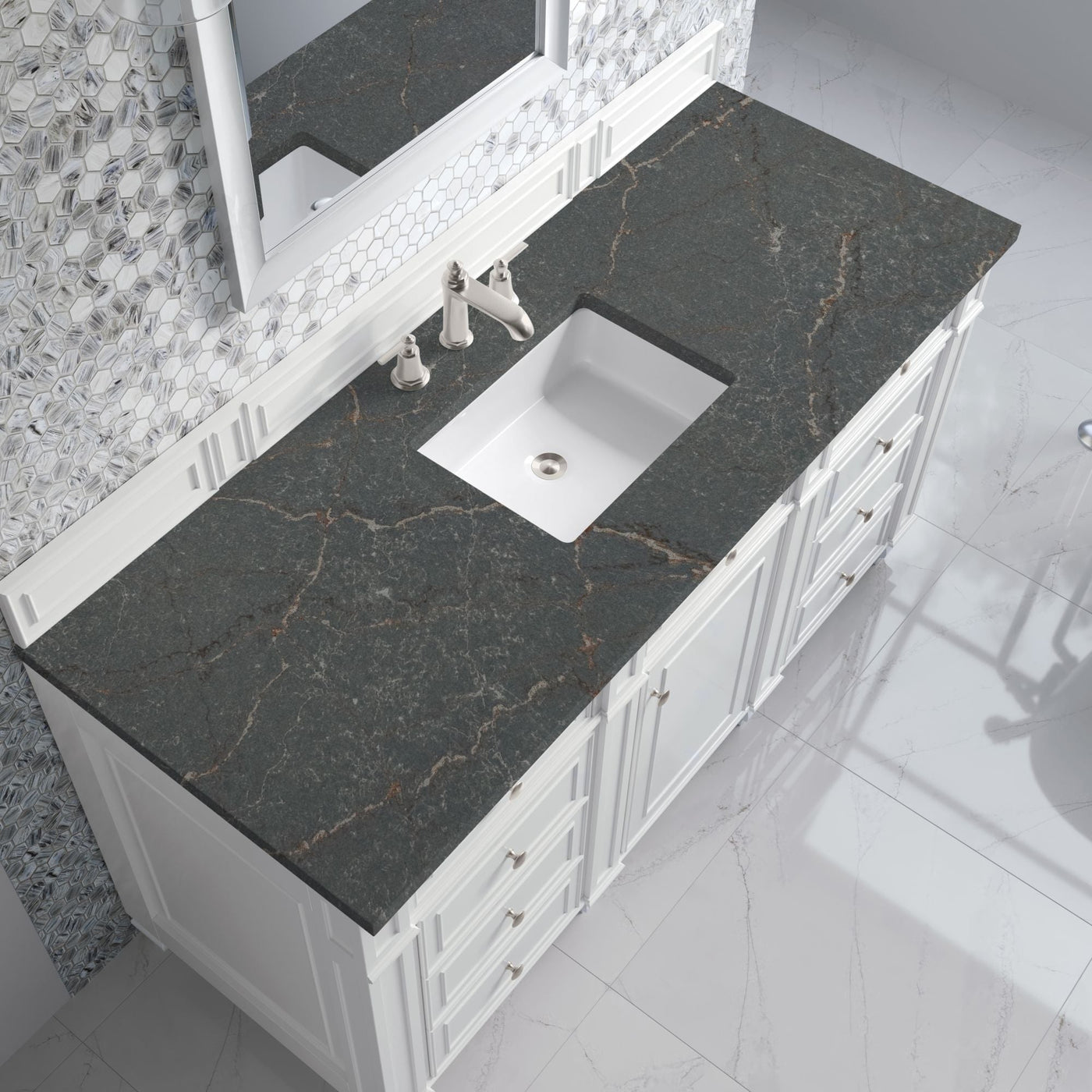 James Martin Bristol 60" Single Bathroom Vanity, Bright White by James Martin