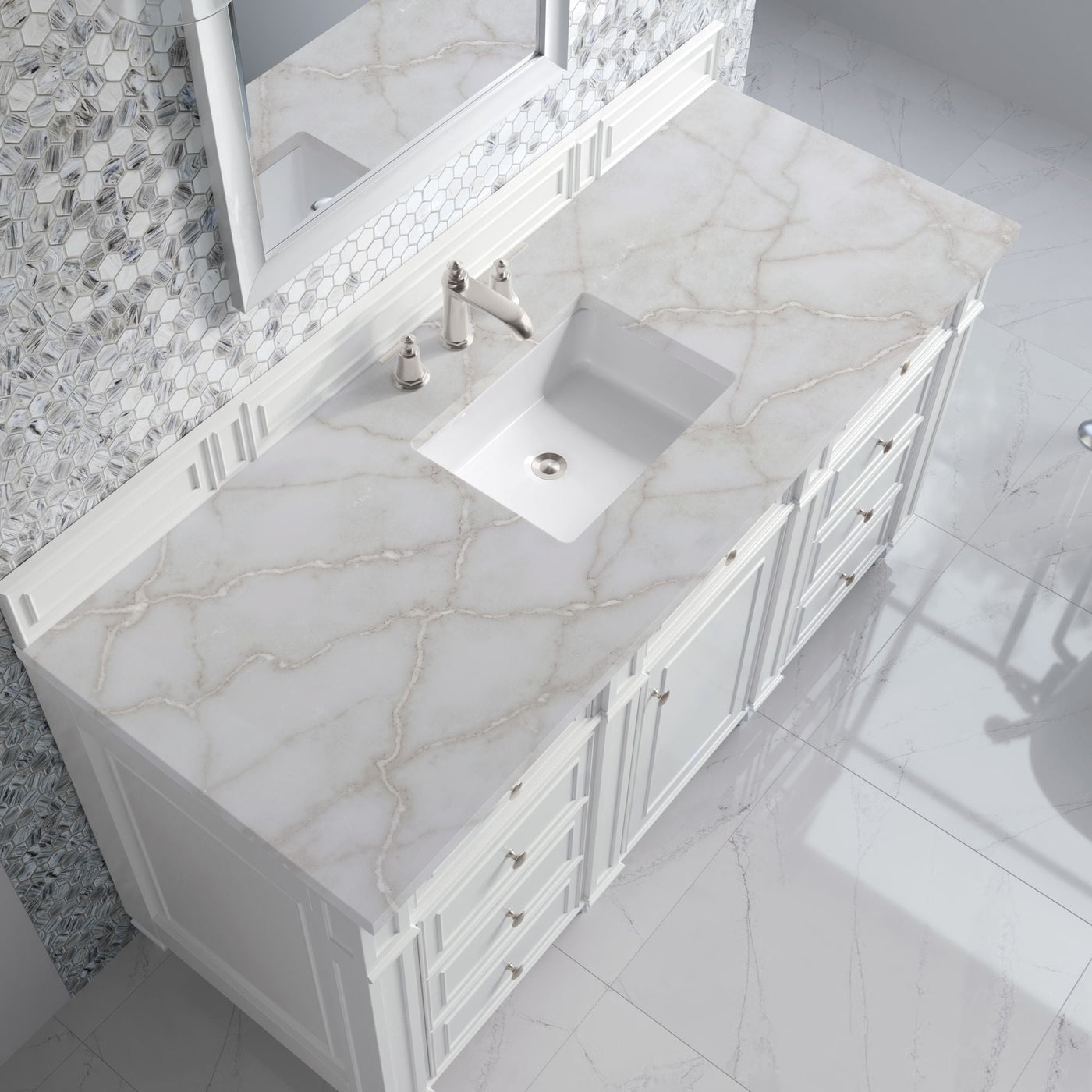 James Martin Bristol 60" Single Bathroom Vanity, Bright White by James Martin