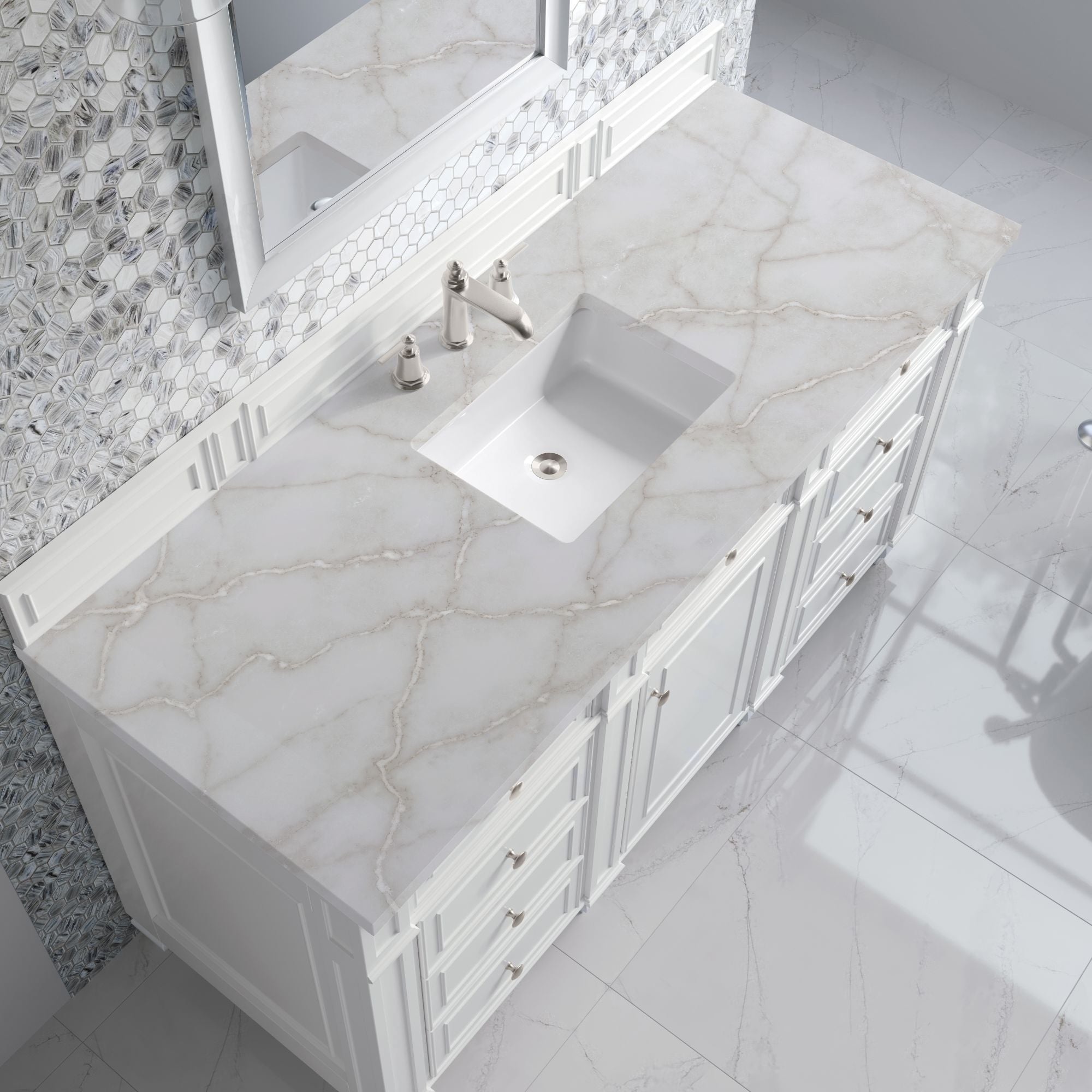 James Martin Bristol 60" Single Bathroom Vanity, Bright White by James Martin