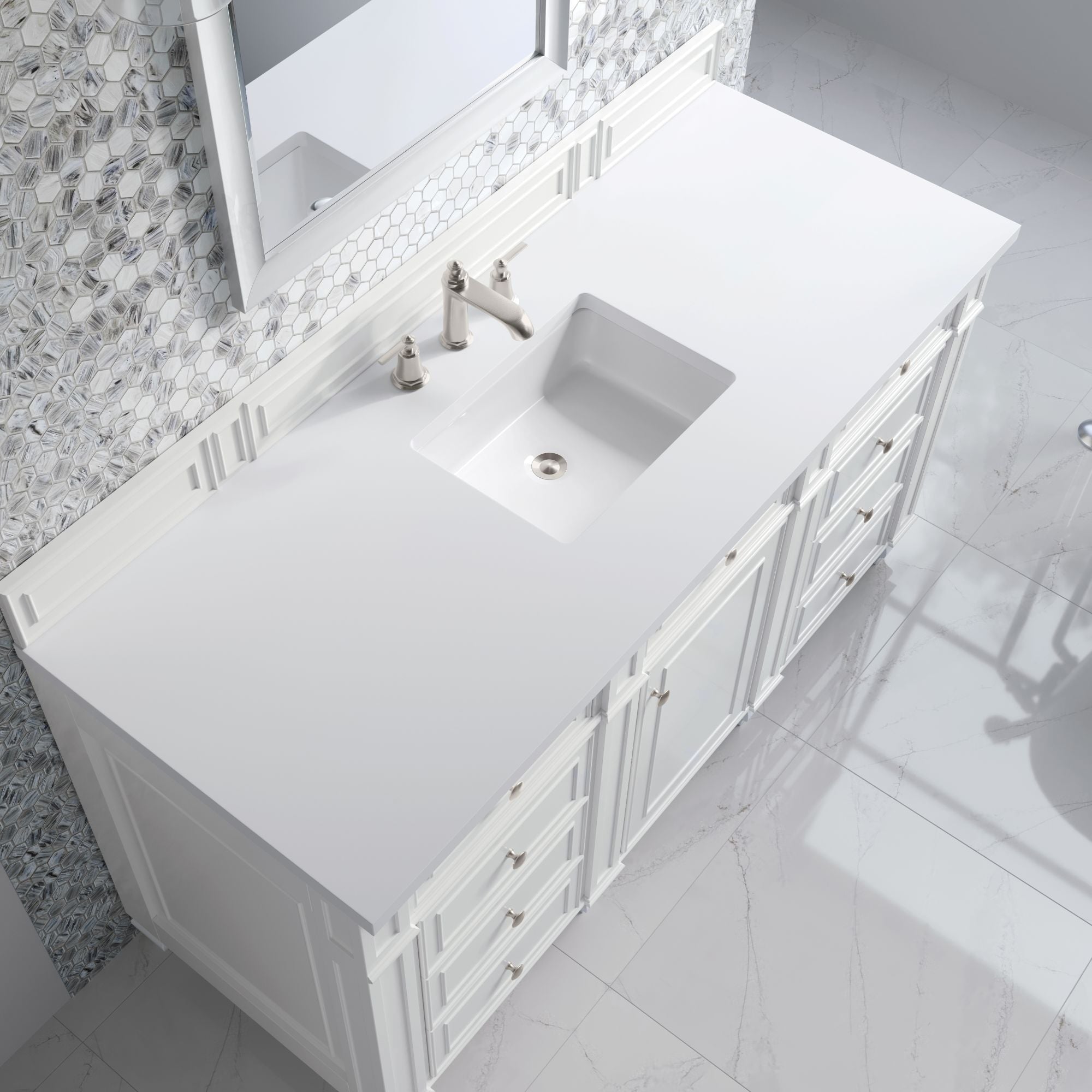 James Martin Bristol 60" Single Bathroom Vanity, Bright White by James Martin