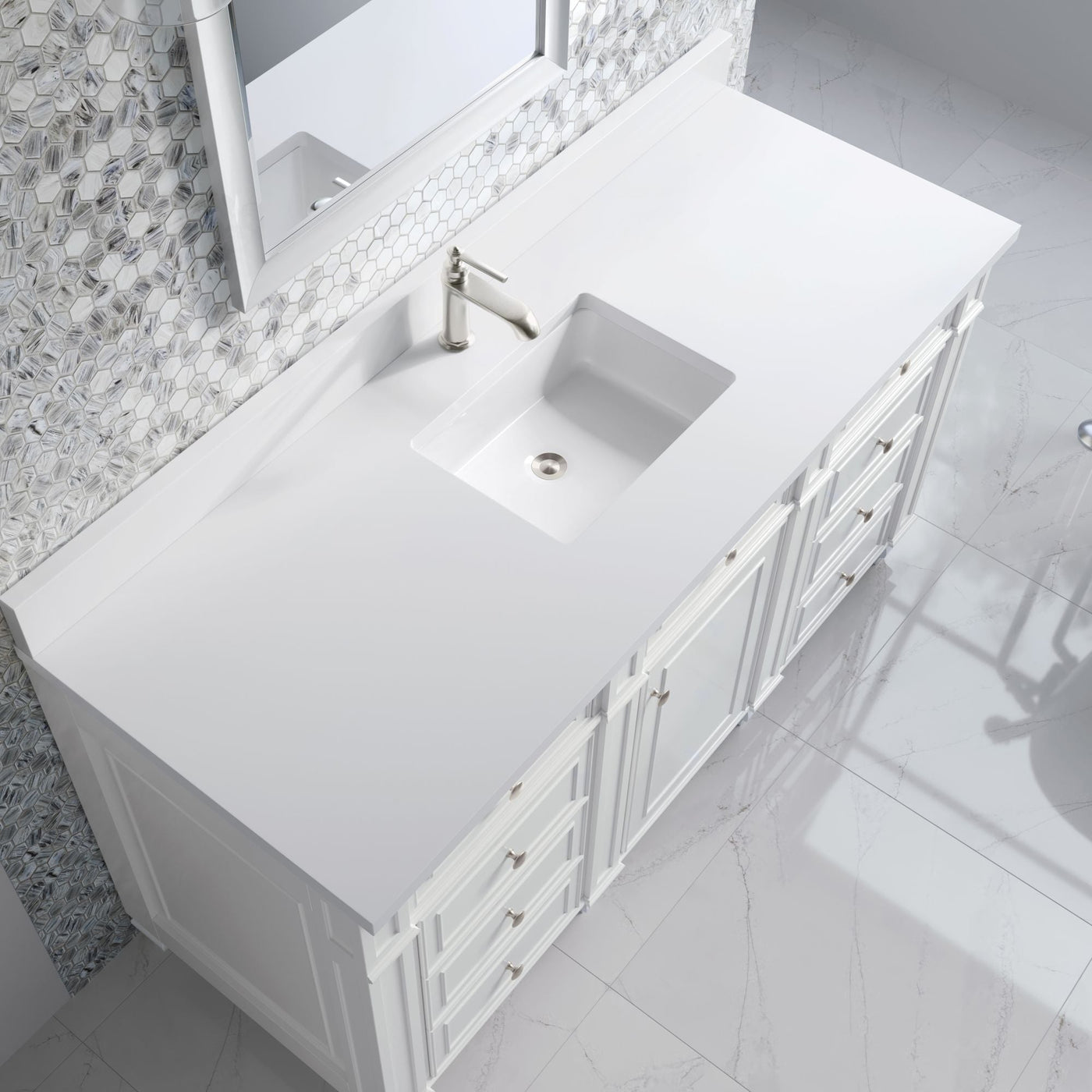 James Martin Bristol 60" Single Bathroom Vanity, Bright White by James Martin