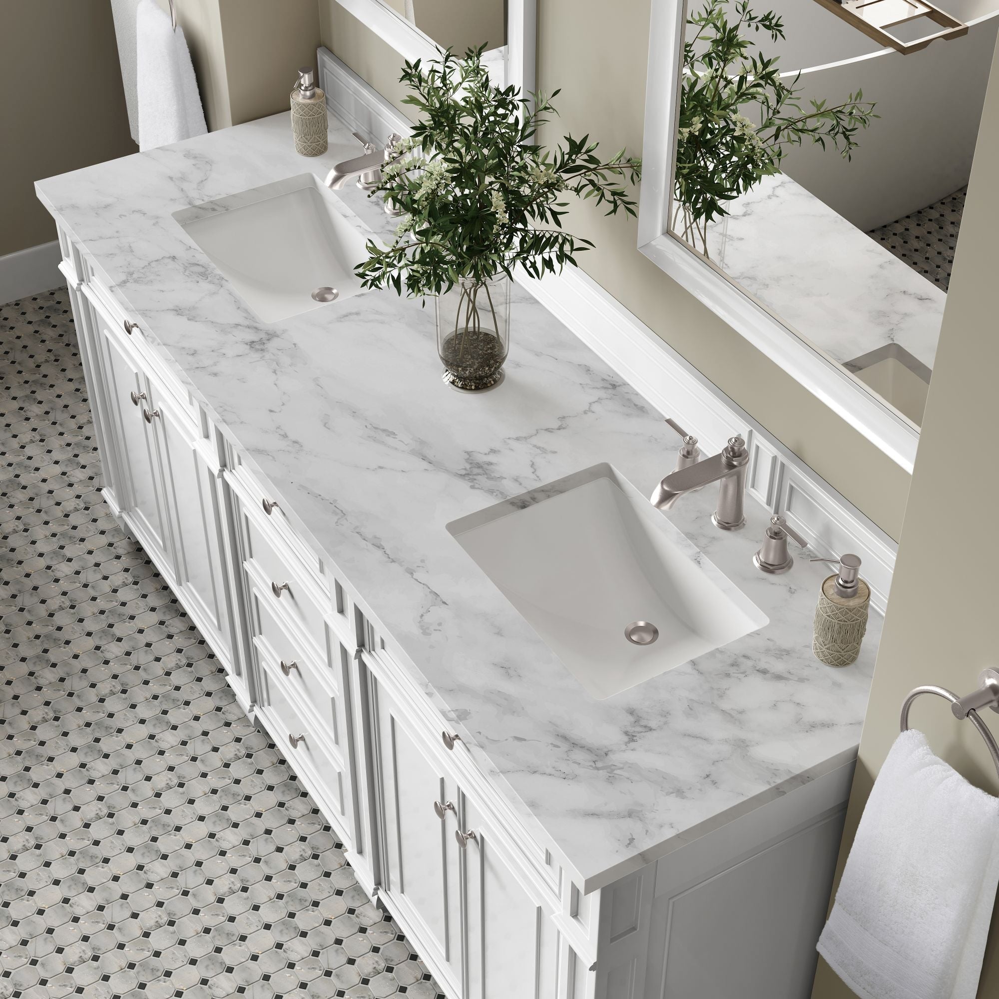James Martin Bristol 72" Double Bathroom Vanity, Bright White by James Martin