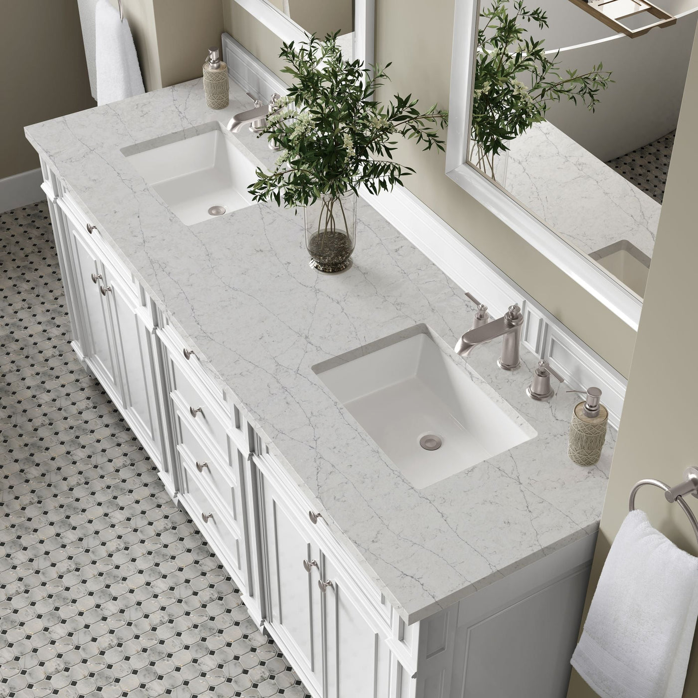 James Martin Bristol 72" Double Bathroom Vanity, Bright White by James Martin