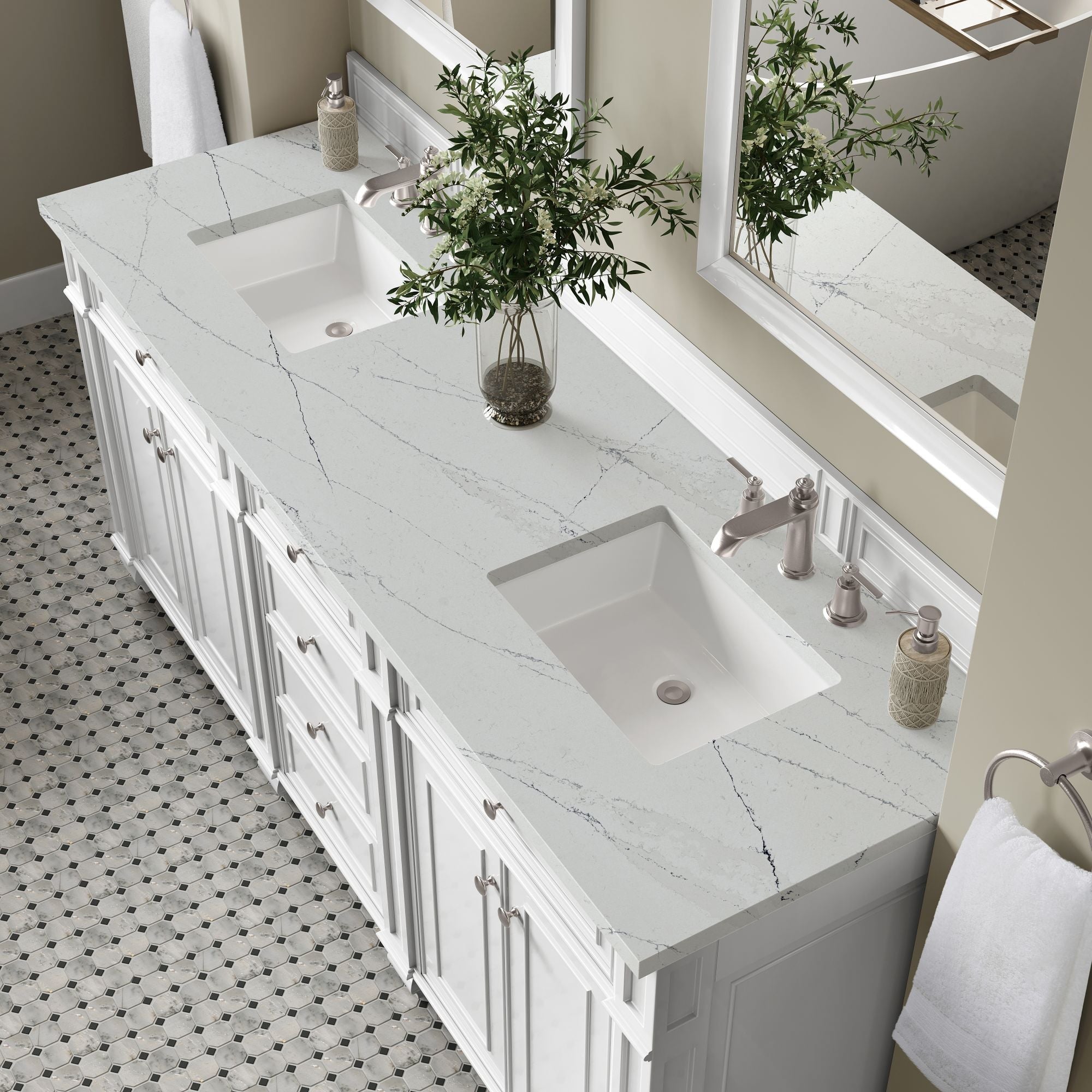 James Martin Bristol 72" Double Bathroom Vanity, Bright White by James Martin