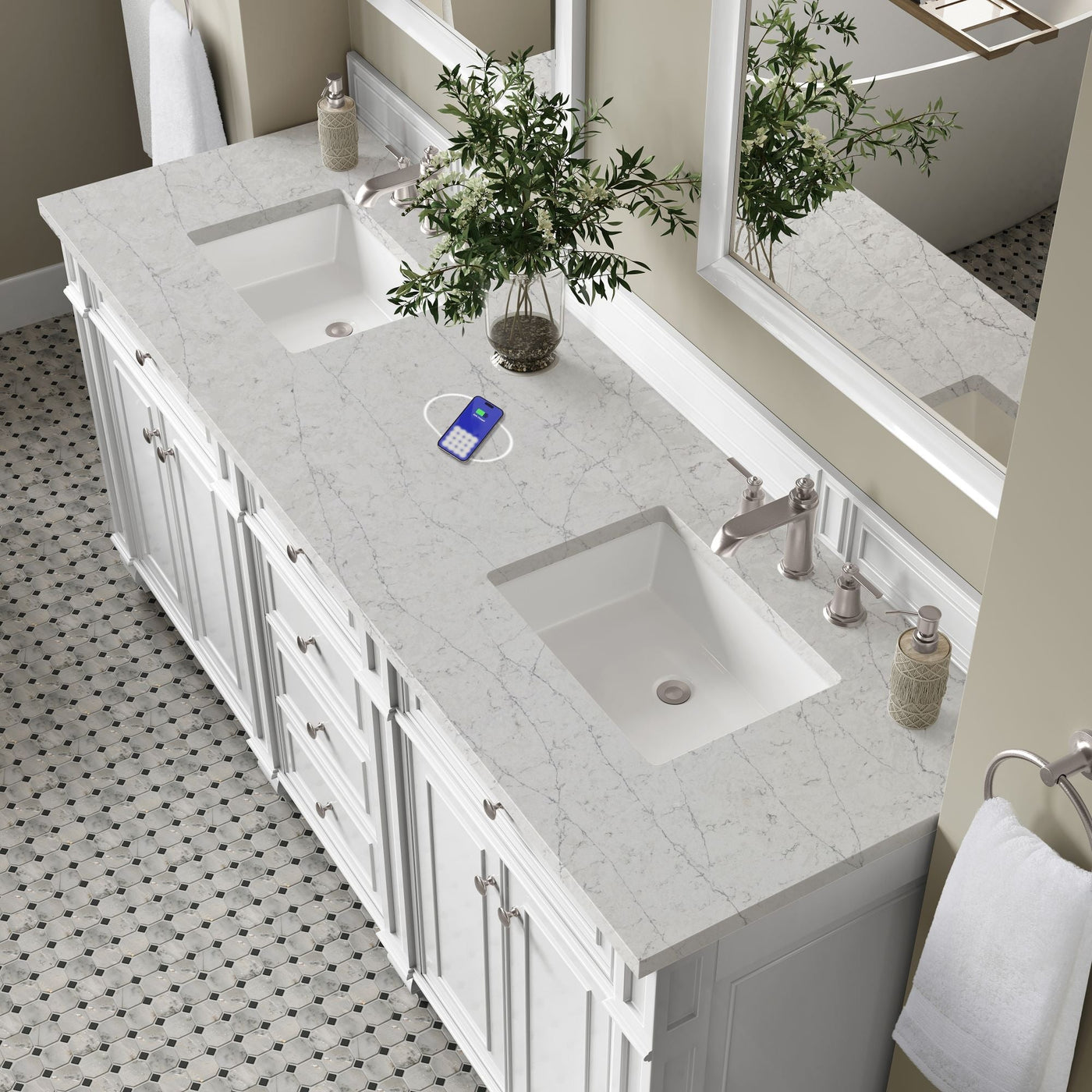 James Martin Bristol 72" Double Bathroom Vanity, Bright White by James Martin