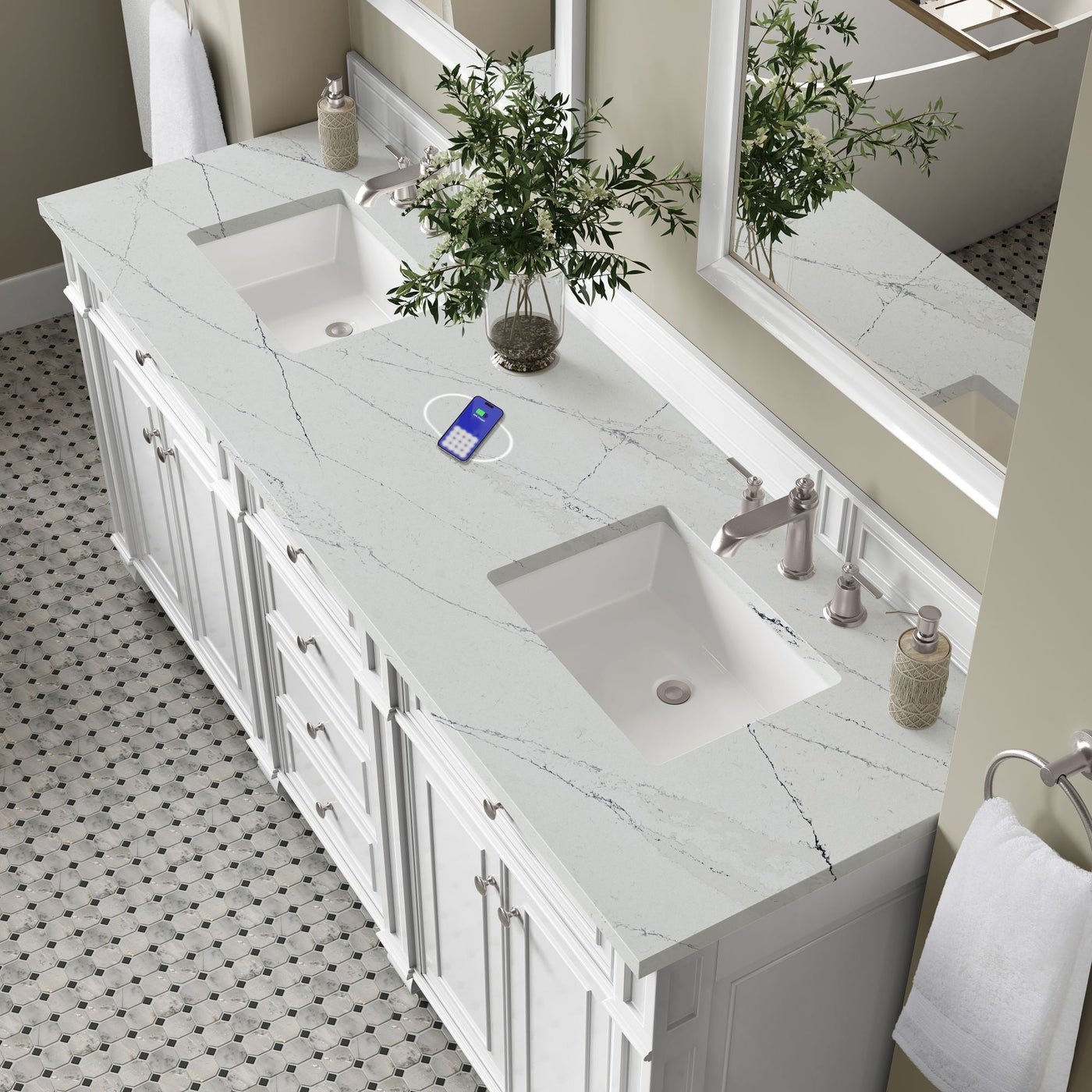 James Martin Bristol 72" Double Bathroom Vanity, Bright White by James Martin