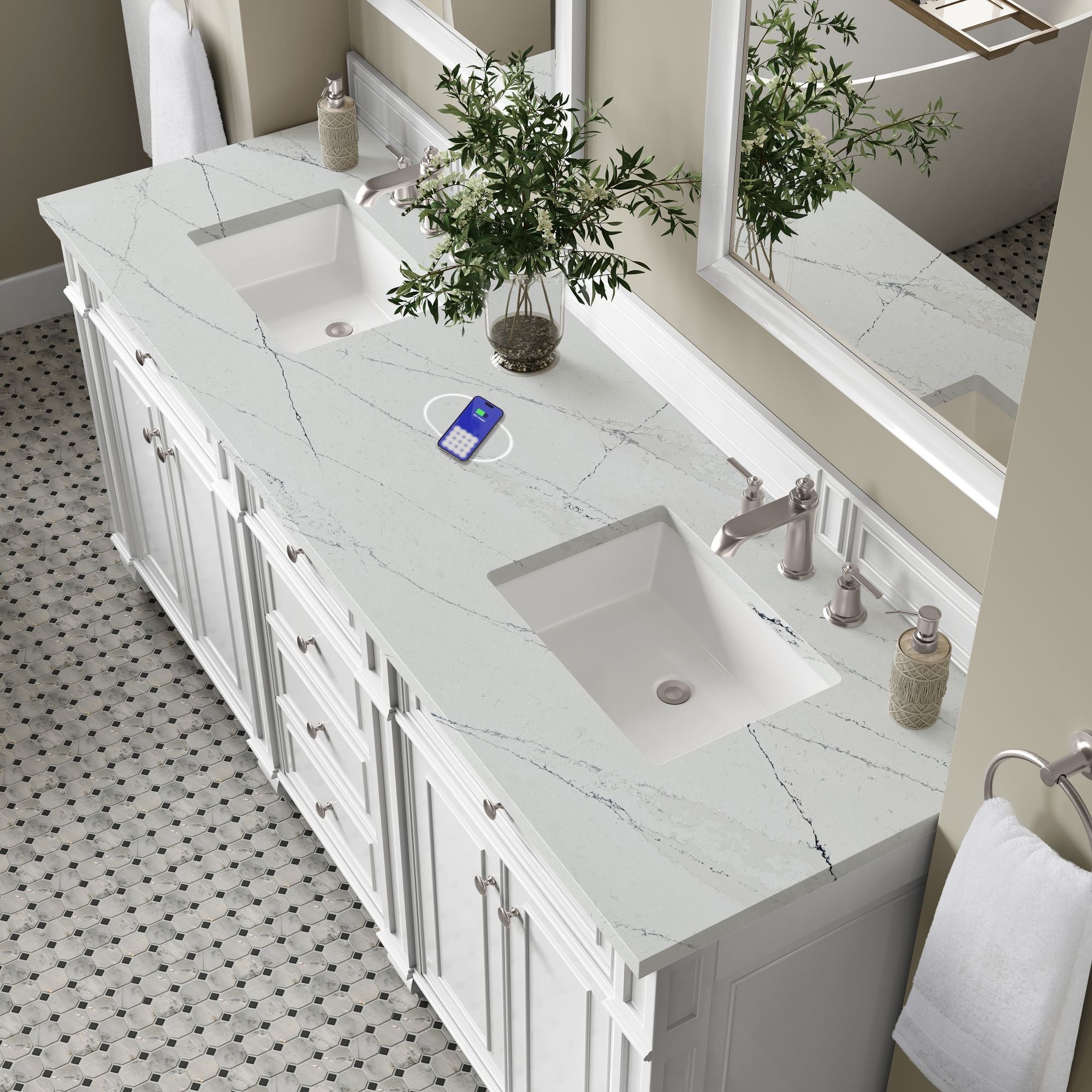 James Martin Bristol 72" Double Bathroom Vanity, Bright White by James Martin