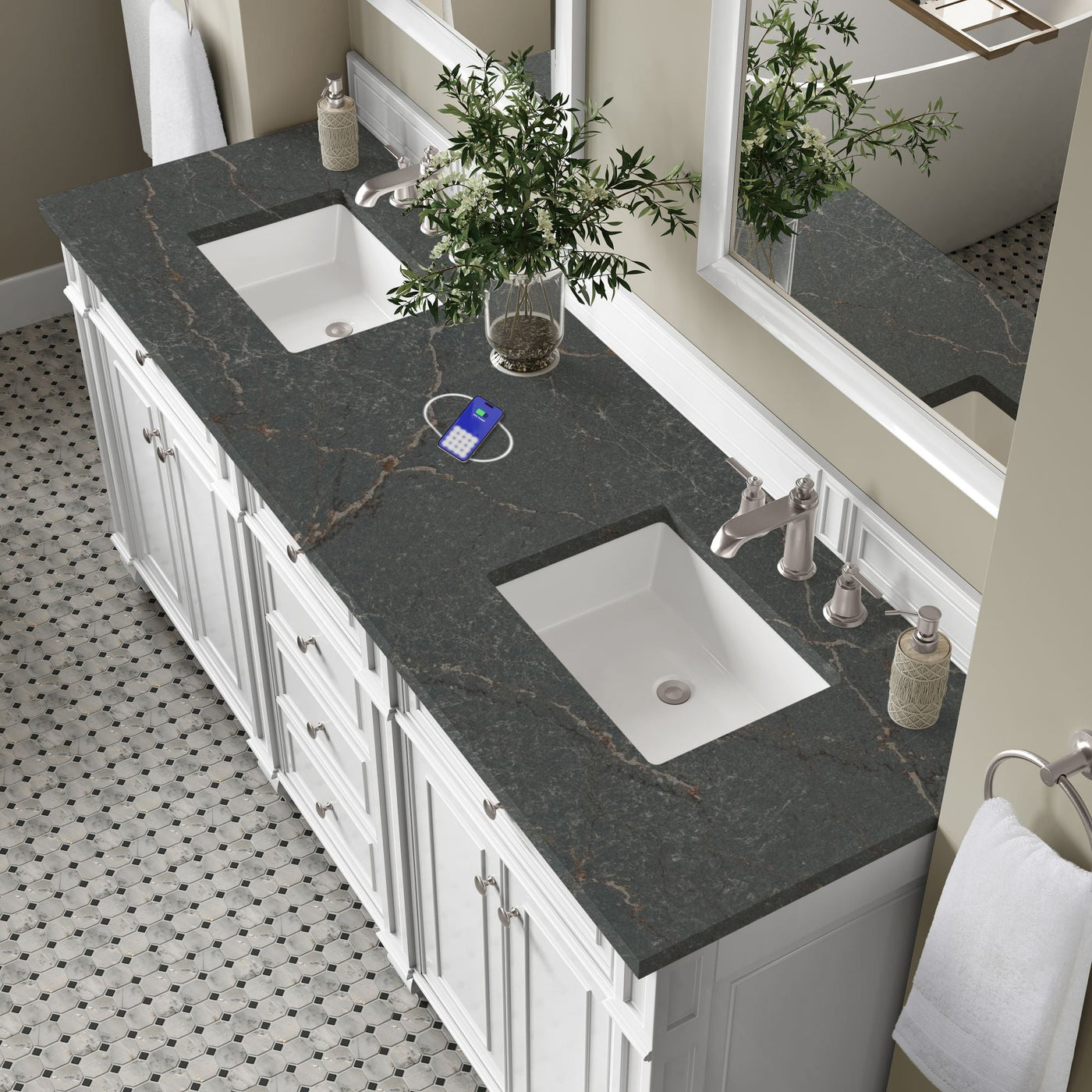 James Martin Bristol 72" Double Bathroom Vanity, Bright White by James Martin