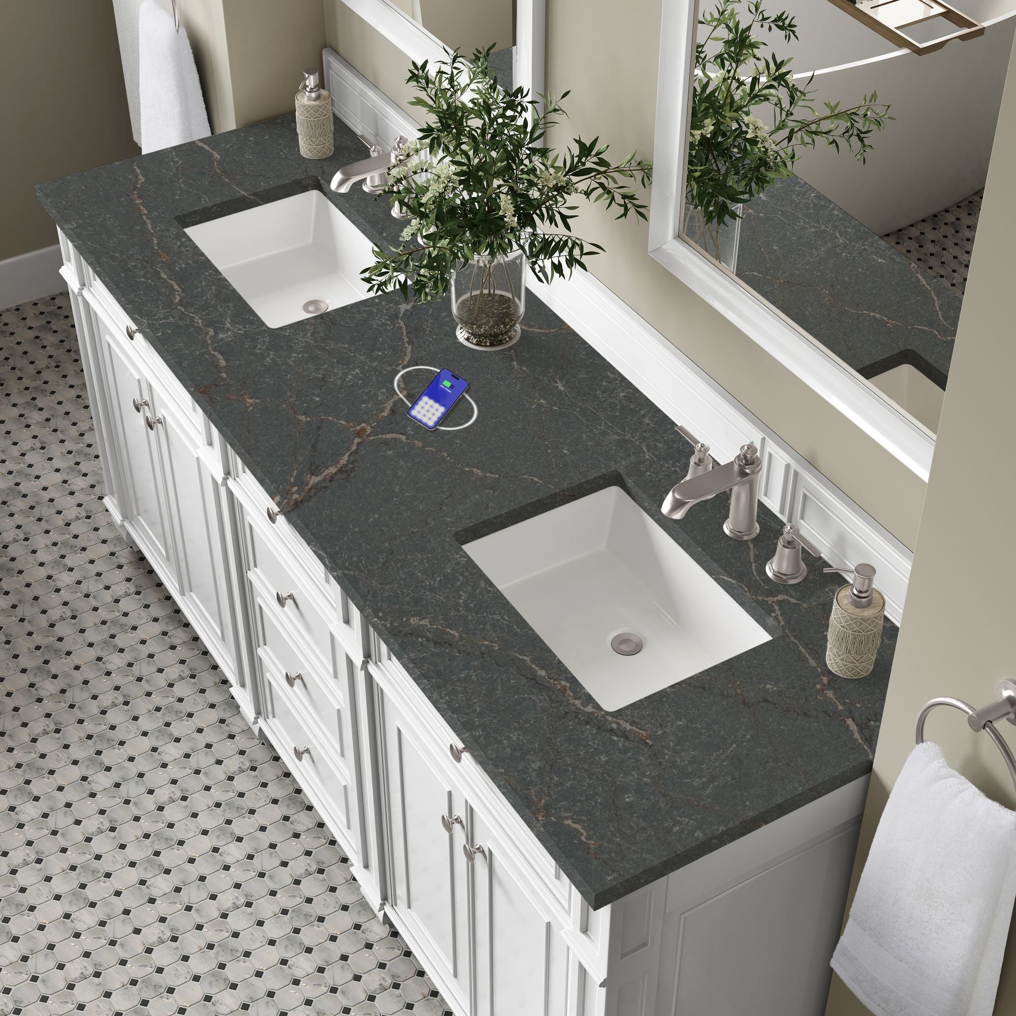 James Martin Bristol 72" Double Bathroom Vanity, Bright White by James Martin