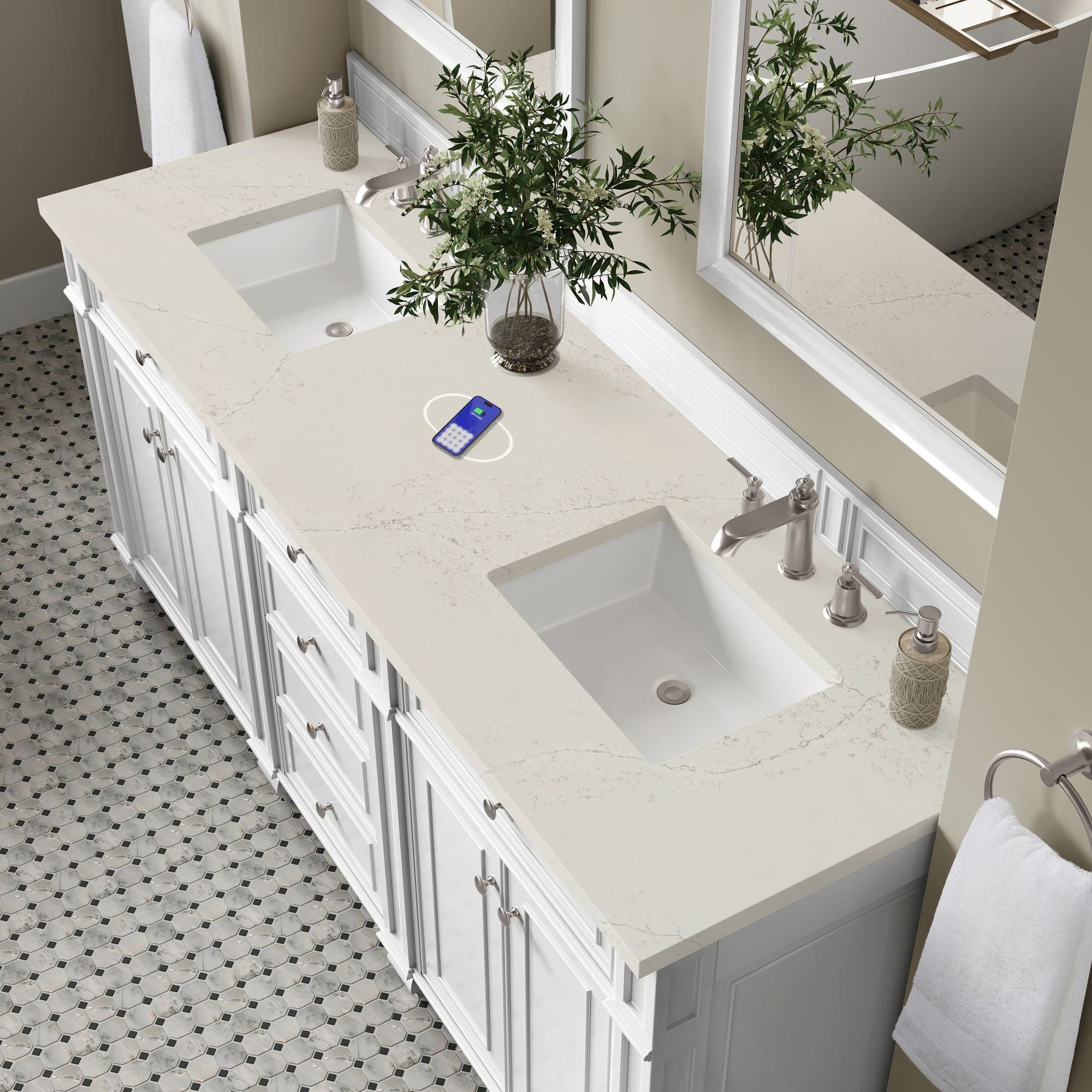 James Martin Bristol 72" Double Bathroom Vanity, Bright White by James Martin