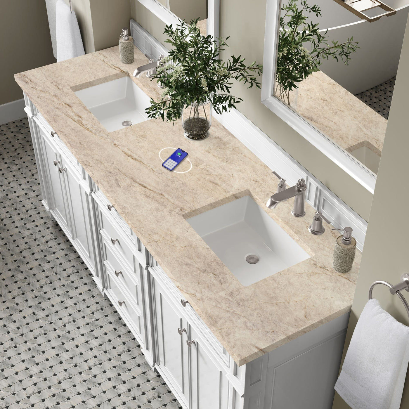 James Martin Bristol 72" Double Bathroom Vanity, Bright White by James Martin