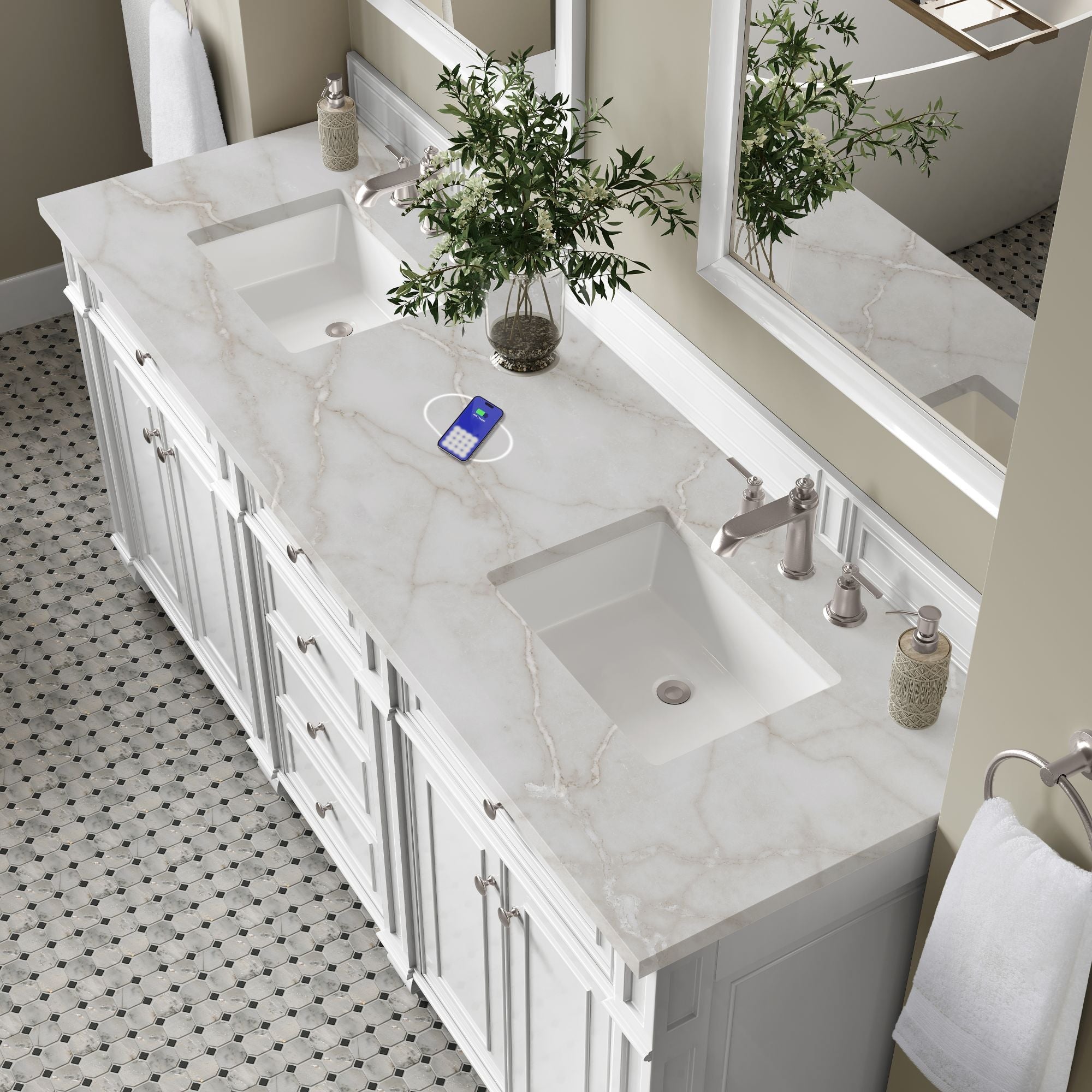 James Martin Bristol 72" Double Bathroom Vanity, Bright White by James Martin