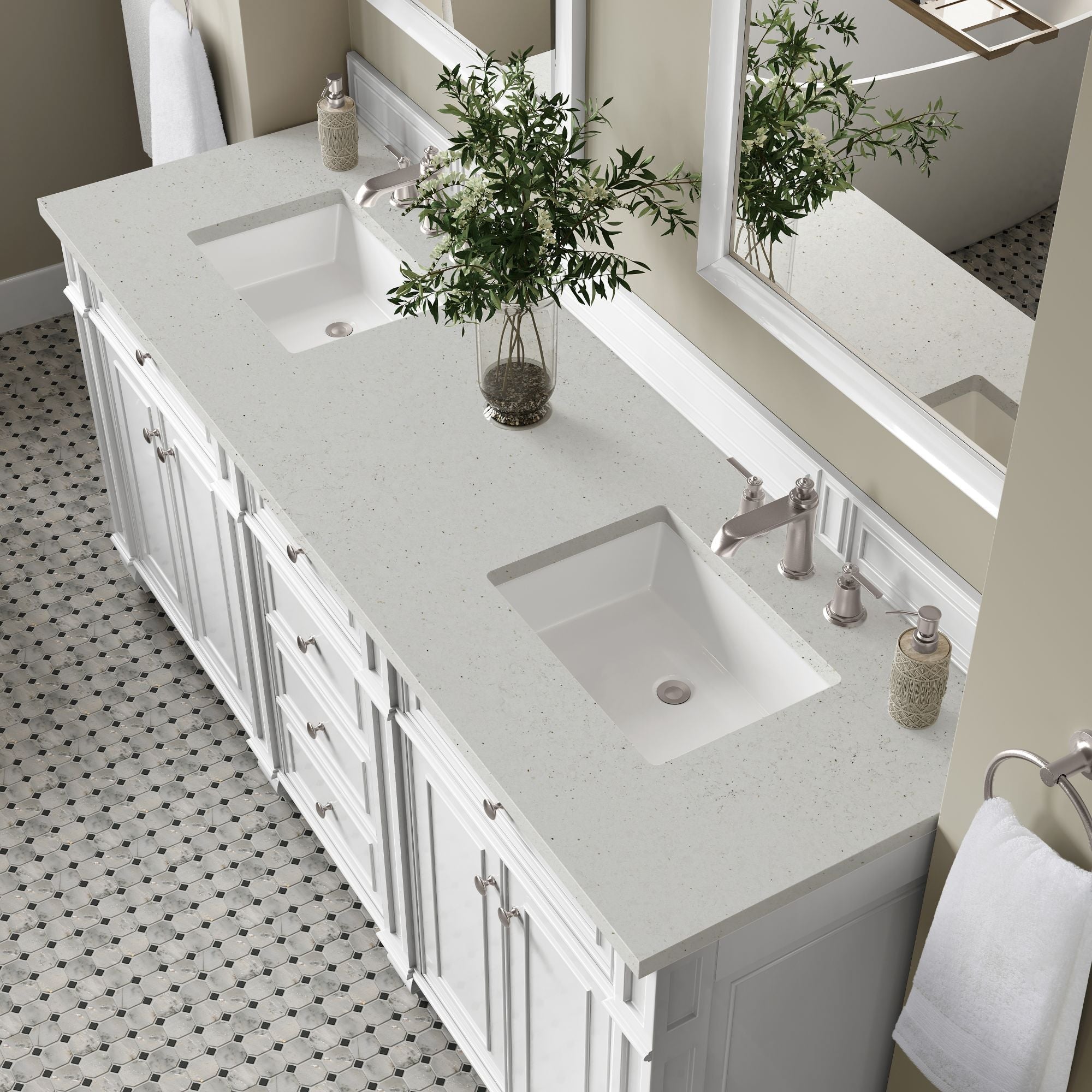 James Martin Bristol 72" Double Bathroom Vanity, Bright White by James Martin