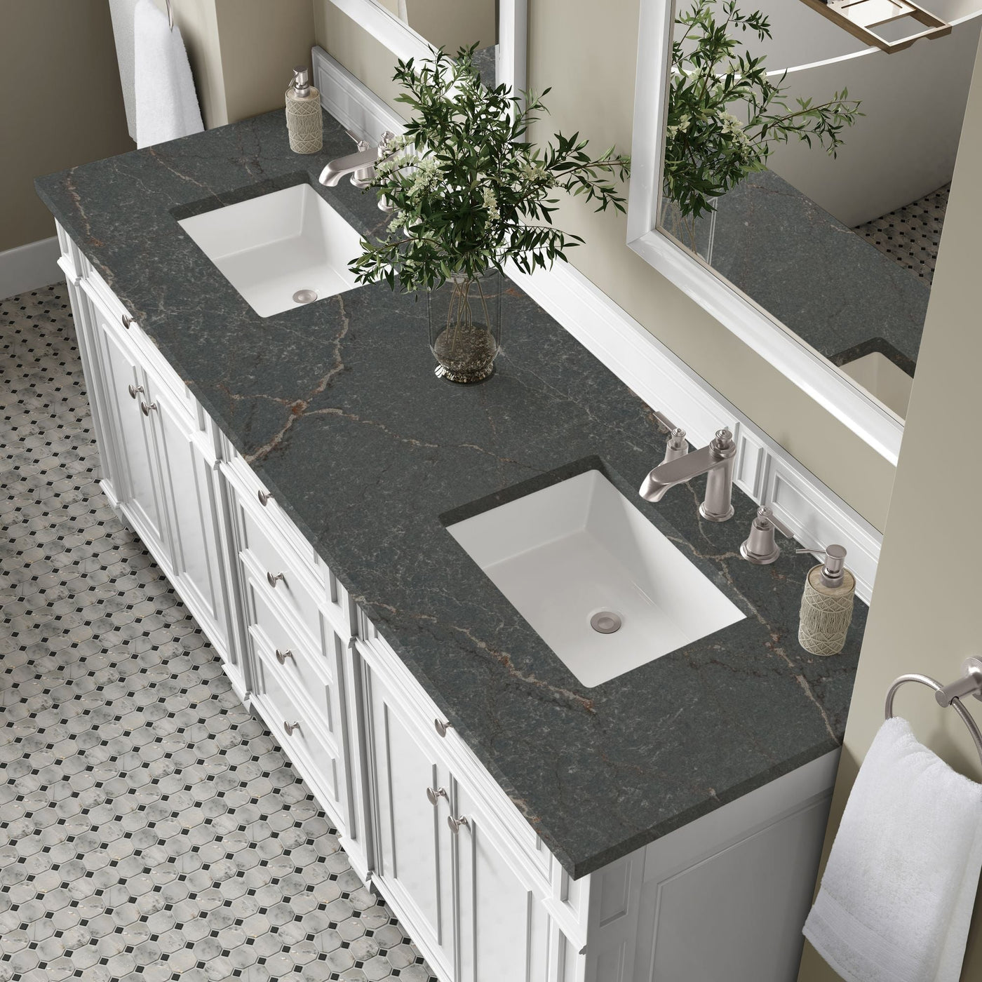 James Martin Bristol 72" Double Bathroom Vanity, Bright White by James Martin